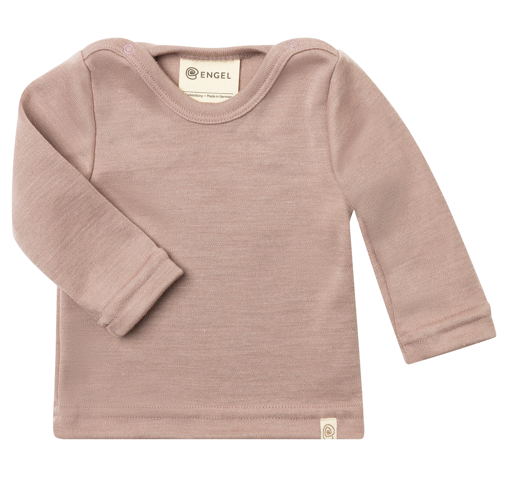 Engel Natur - Wol/Zijde Baby Shirt Lange Mouw met Drukknopen Interlock - Oudroze