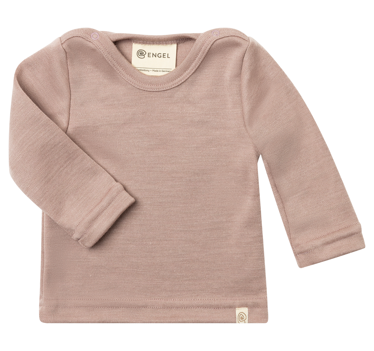 Engel Natur - Wol/Zijde Baby Shirt Lange Mouw met Drukknopen Interlock - Oudroze