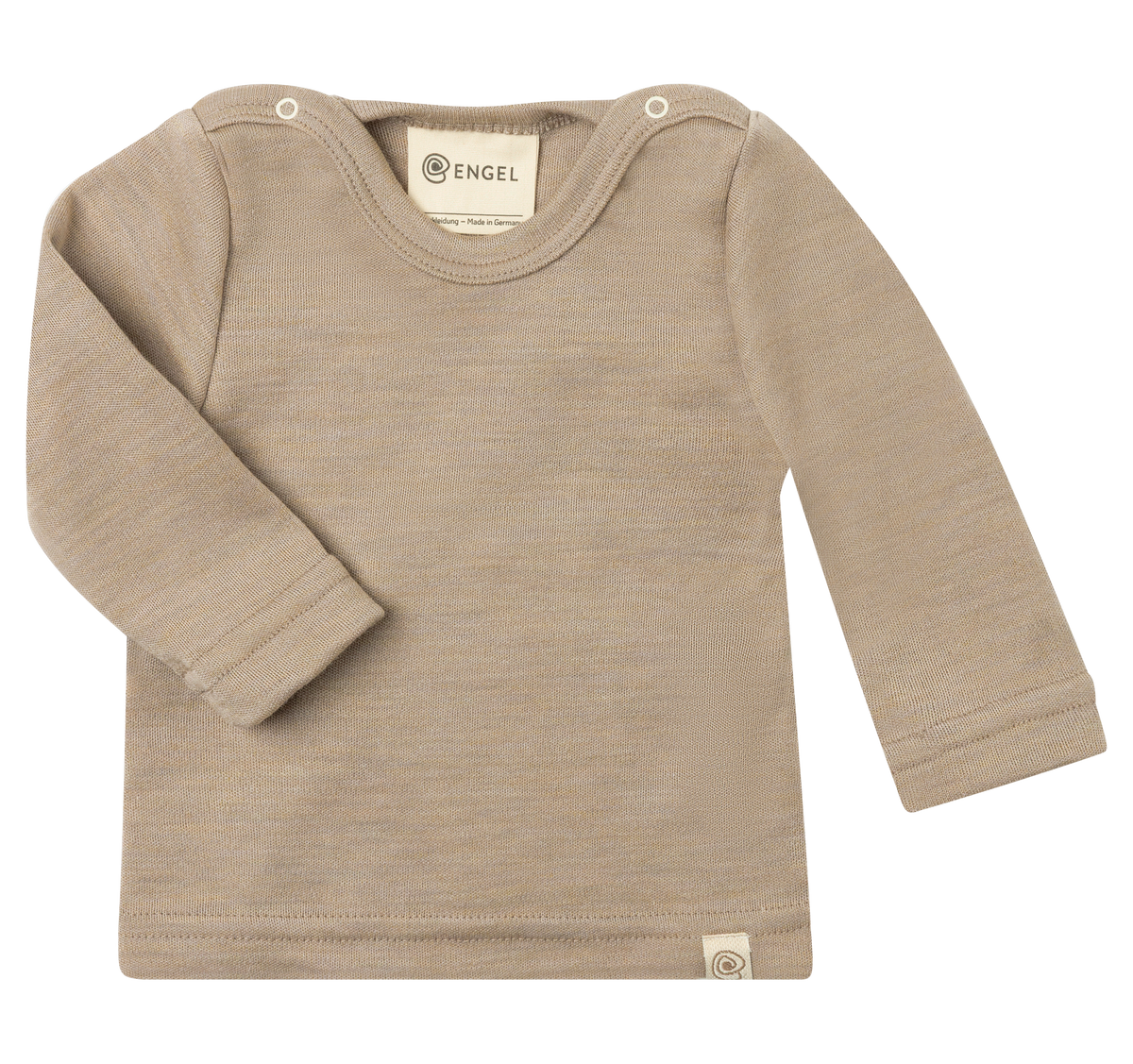 Engel Natur - Wol/Zijde Baby Shirt Lange Mouw met Drukknopen Interlock - Zand