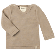 Engel Natur - Wol/Zijde Baby Shirt Lange Mouw met Drukknopen Interlock - Zand