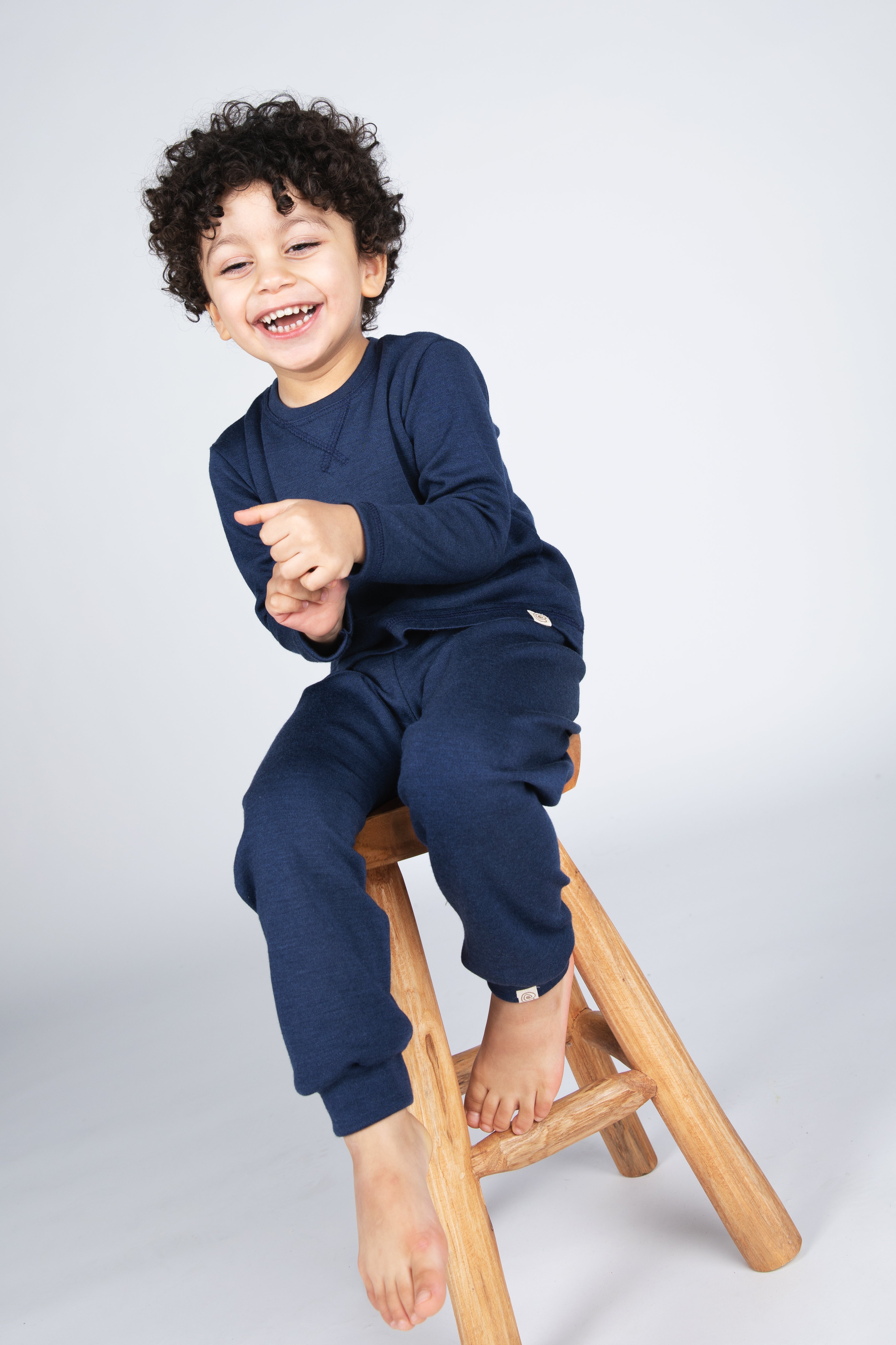 Engel Natur - Wol/Zijde Kinder Joggingbroek - Marine