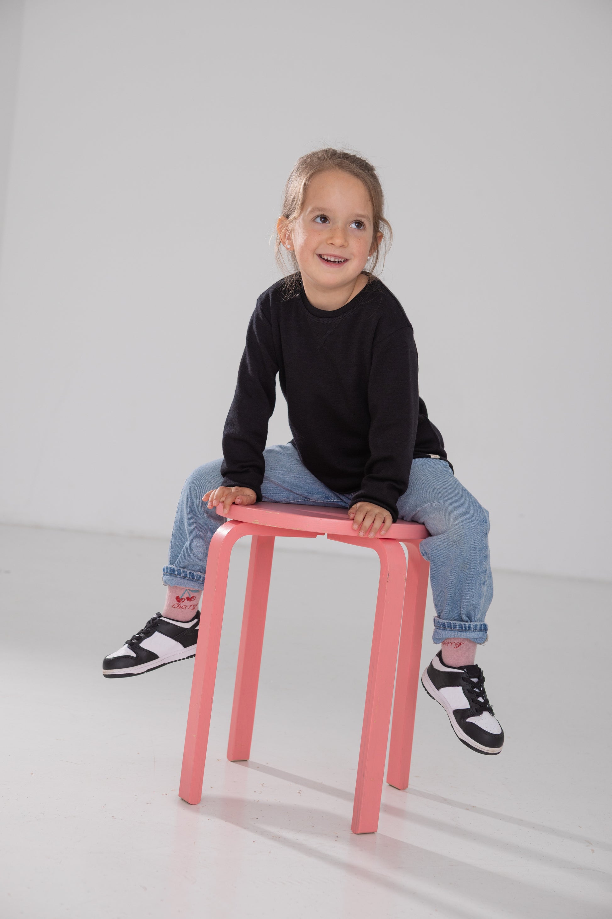 Engel Natur - Wol/Zijde Kinder Sweatshirt, Lange Mouw - Zwart