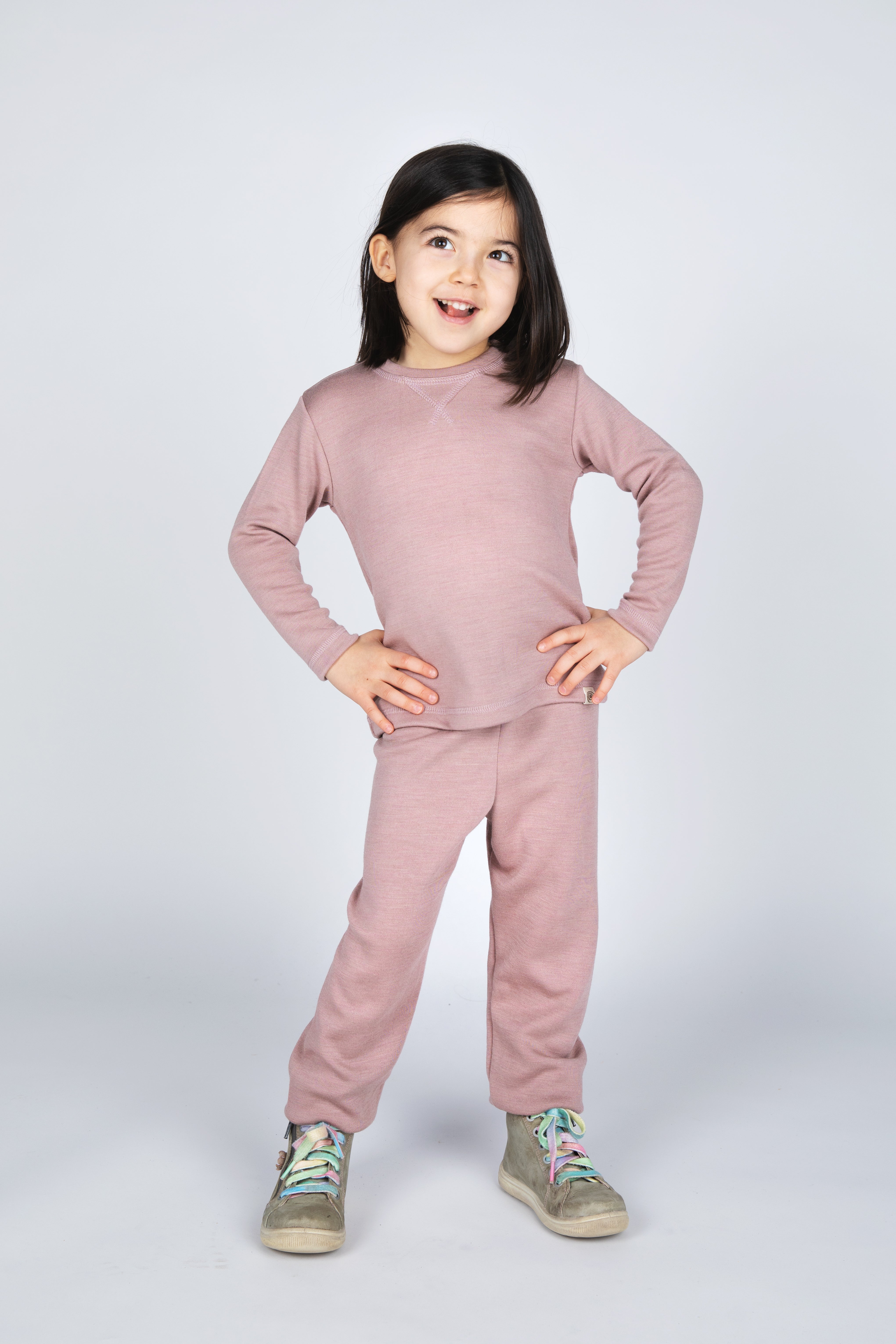 Engel Natur - Wol/Zijde Kinder Sweatshirt, Lange Mouw - Oudroze