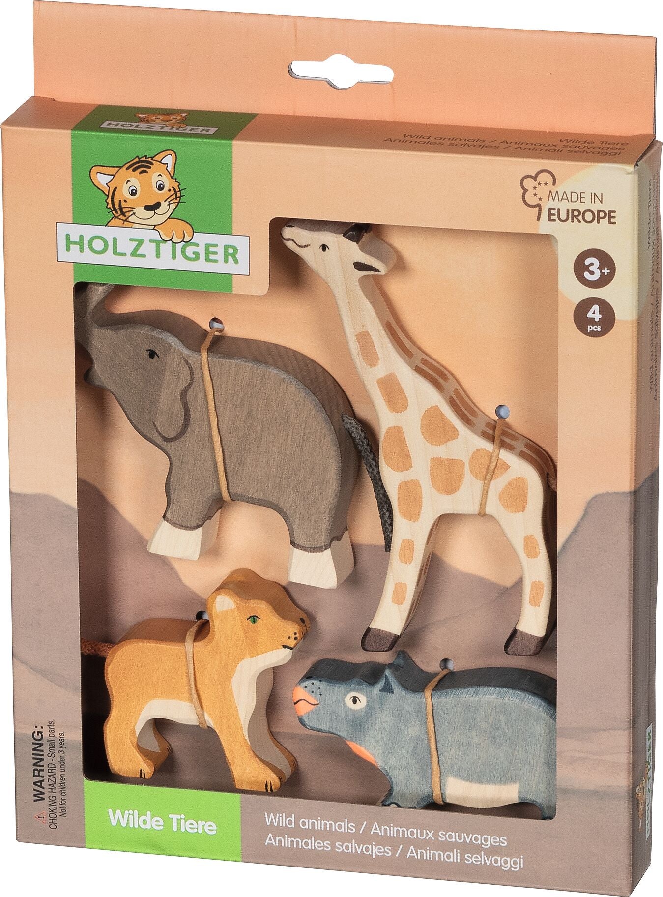 Holztiger - Wilde dieren Set -  Houten Dieren - 4 stuks