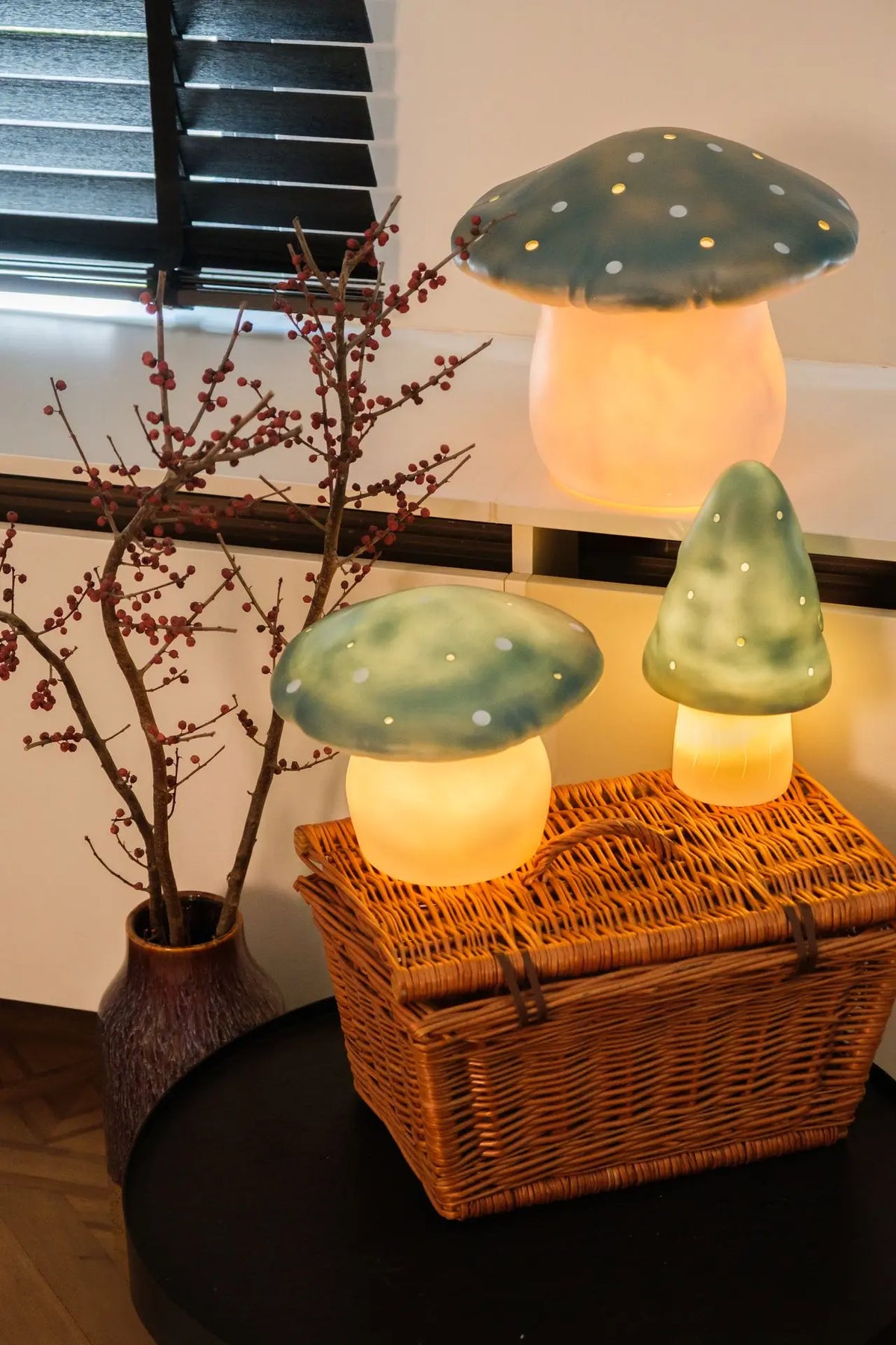 Egmont Toys - Lamp Paddenstoel Naturel Blauwgroen 15 x 28 cm - Heico