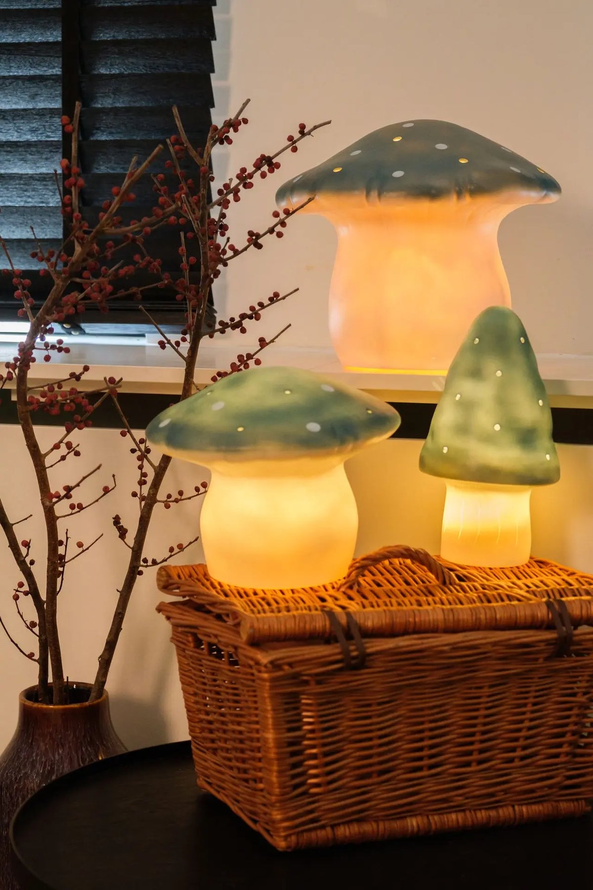 Egmont Toys - Lamp Paddenstoel Naturel Blauwgroen 29 x 30 cm - Heico
