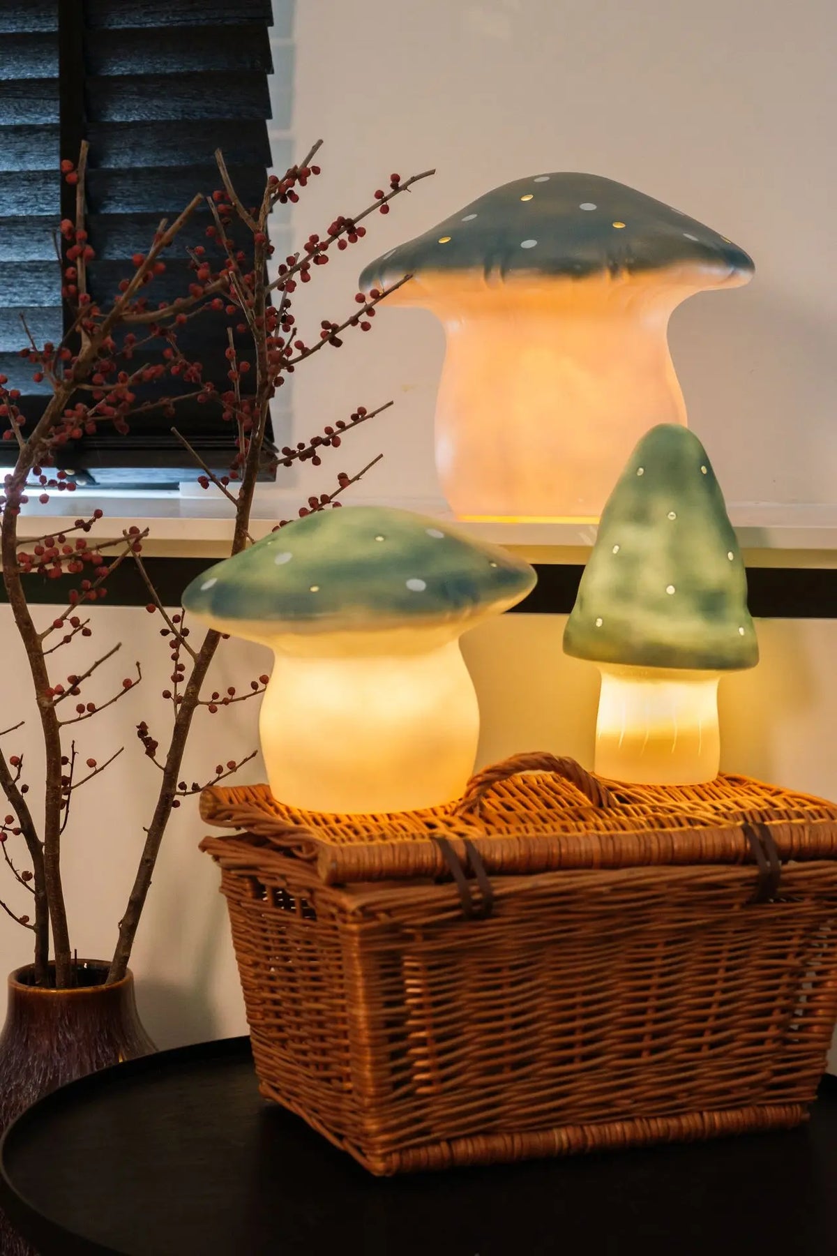 Egmont Toys - Lamp Paddenstoel Naturel Blauwgroen 26 x 20 cm - Heico
