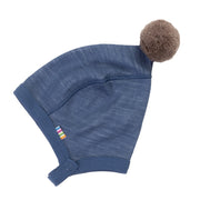 Joha - Wol/Bamboe Mutsje met Knopen - Donkerblauw