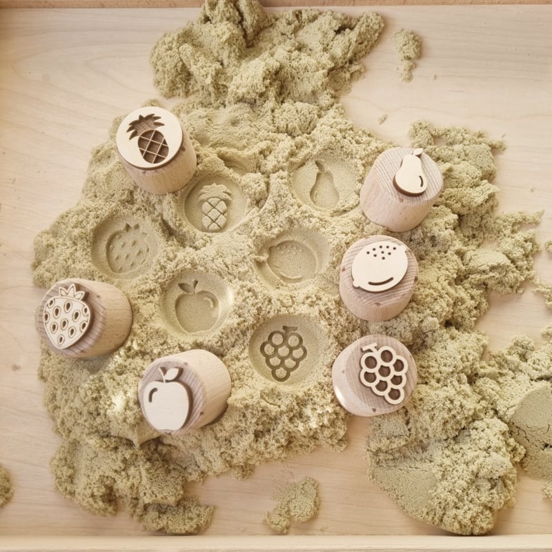 Kiddi - Houten stempelset Fruit met 6 fruitstempels