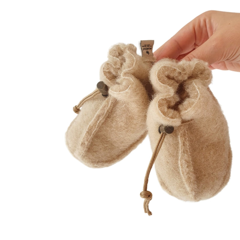 Alwero - Babyslofjes Emo Wol Pluche Beige - 100% wol