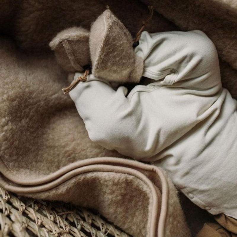 Alwero - Babyslofjes Emo Wol Pluche Beige - 100% wol