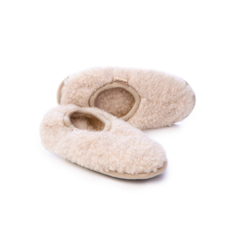 Alwero - Ballerina Sloffen 100% wol (maat 21-34) Eco Beige
