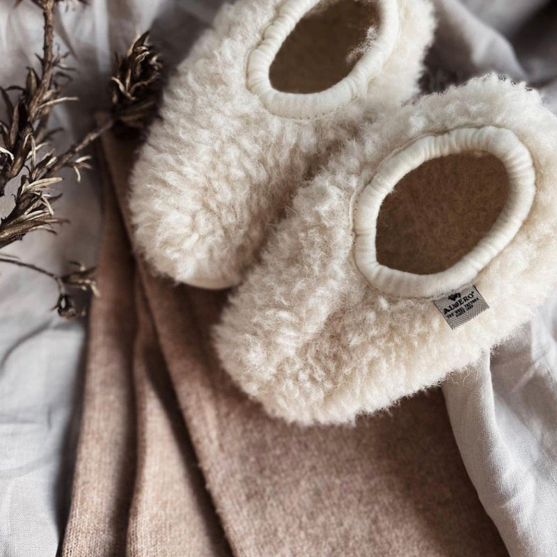 Alwero - Ballerina Sloffen 100% wol (maat 21-34) Eco Naturel