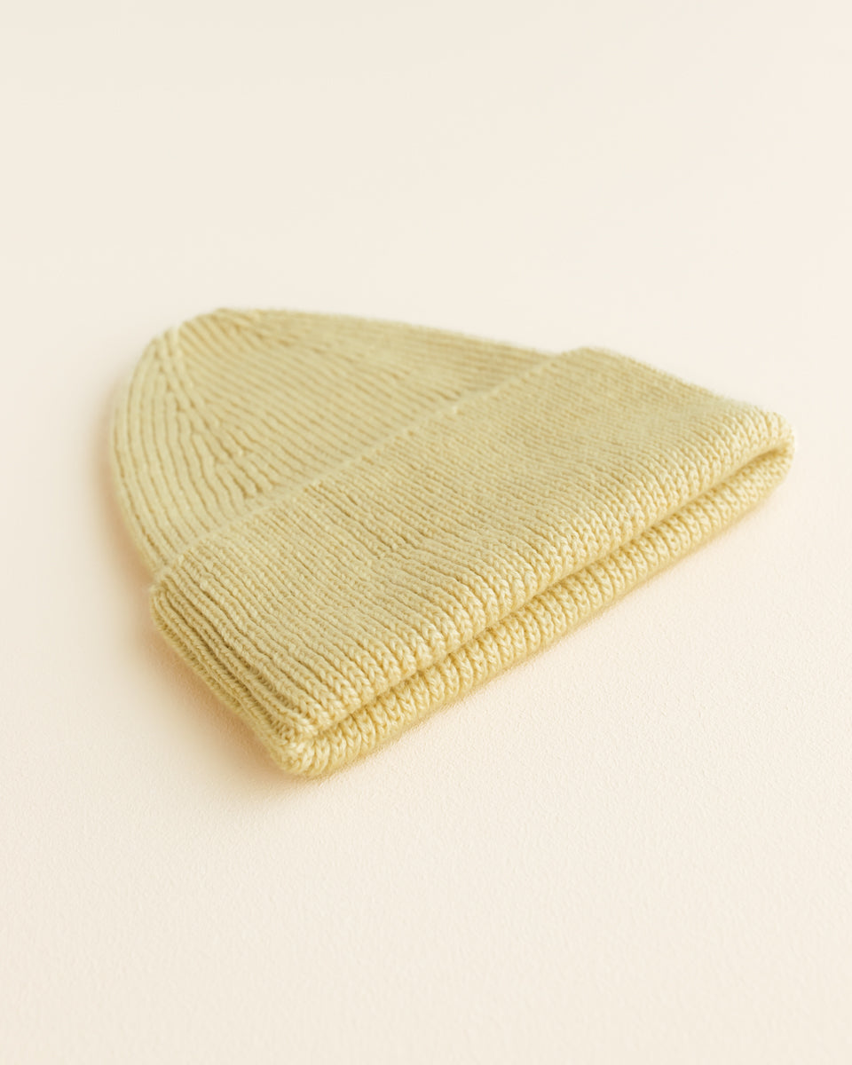 Hvid mutsje Fonzie KIDS Light Yellow detail