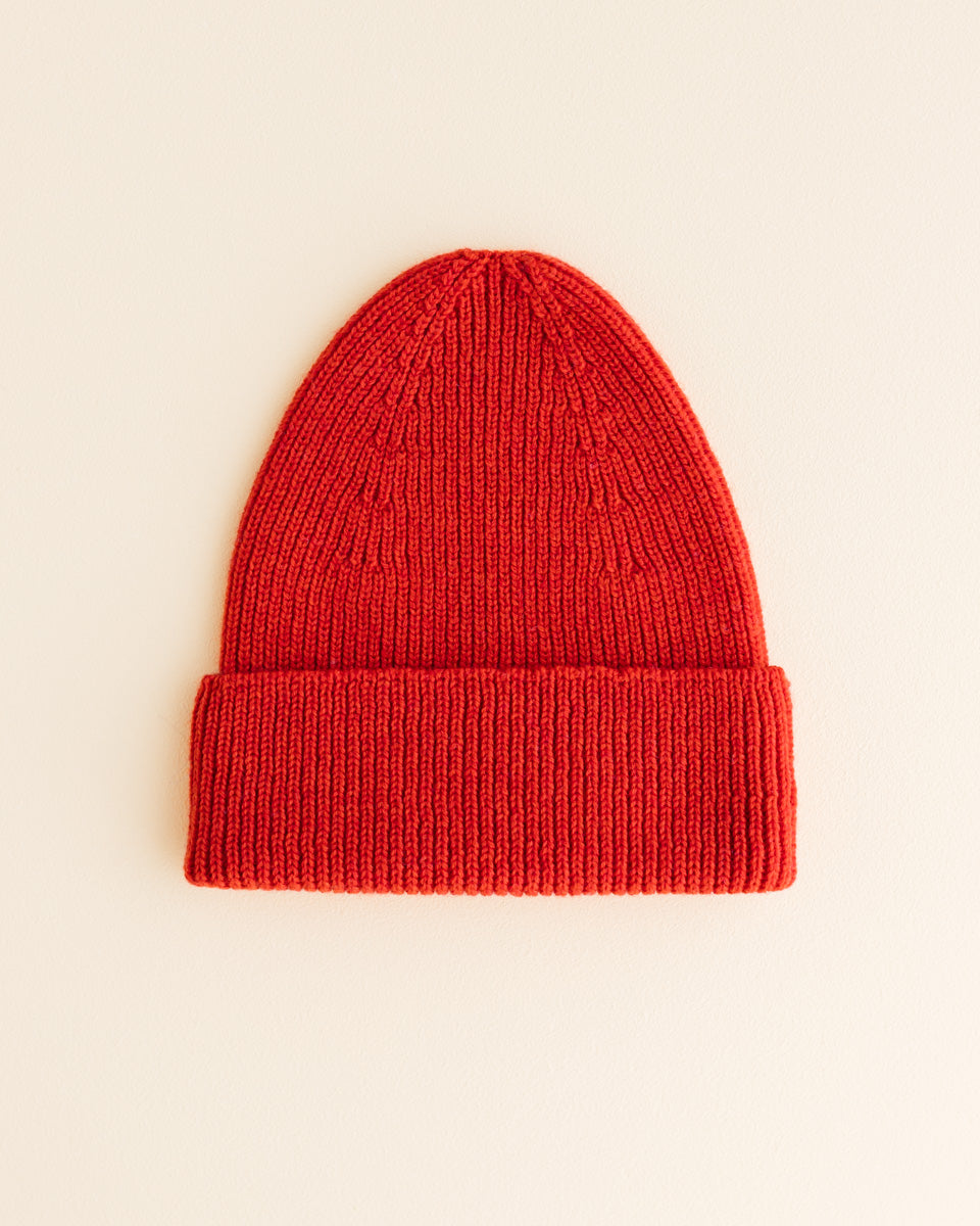 Hvid Wollen newborn mutsje Fonzie Red