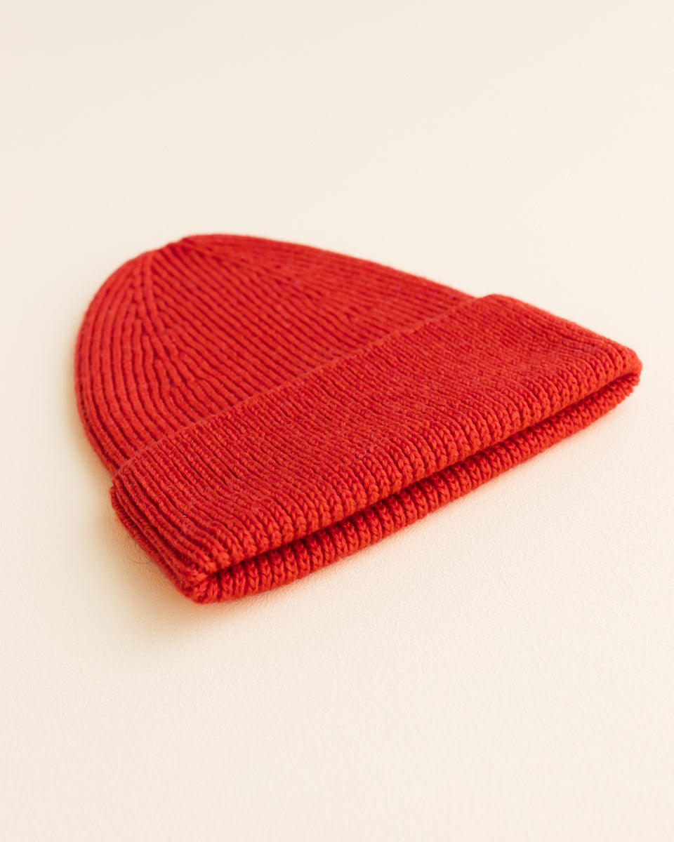 Hvid Wollen newborn mutsje Fonzie Red