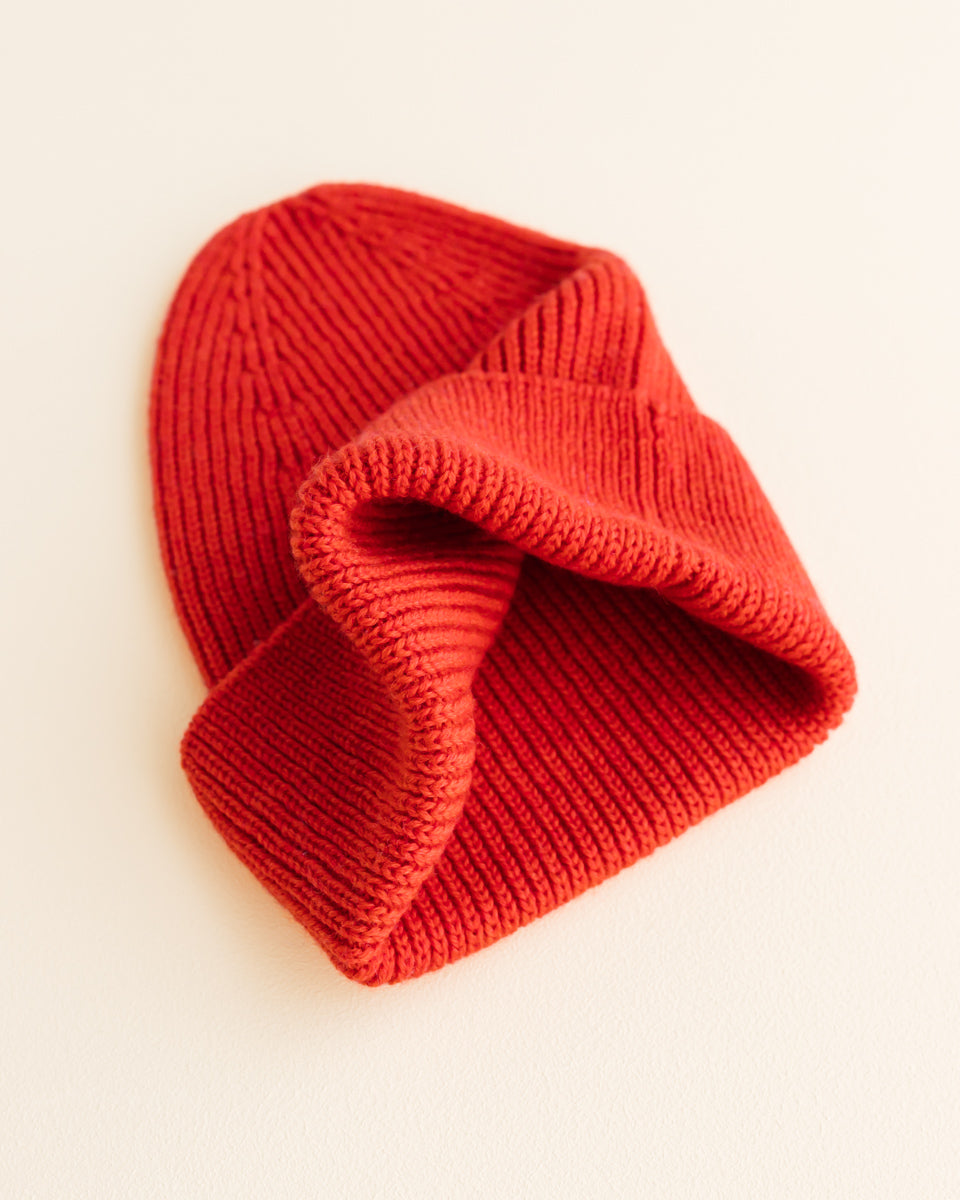 Hvid Wollen newborn mutsje Fonzie Red