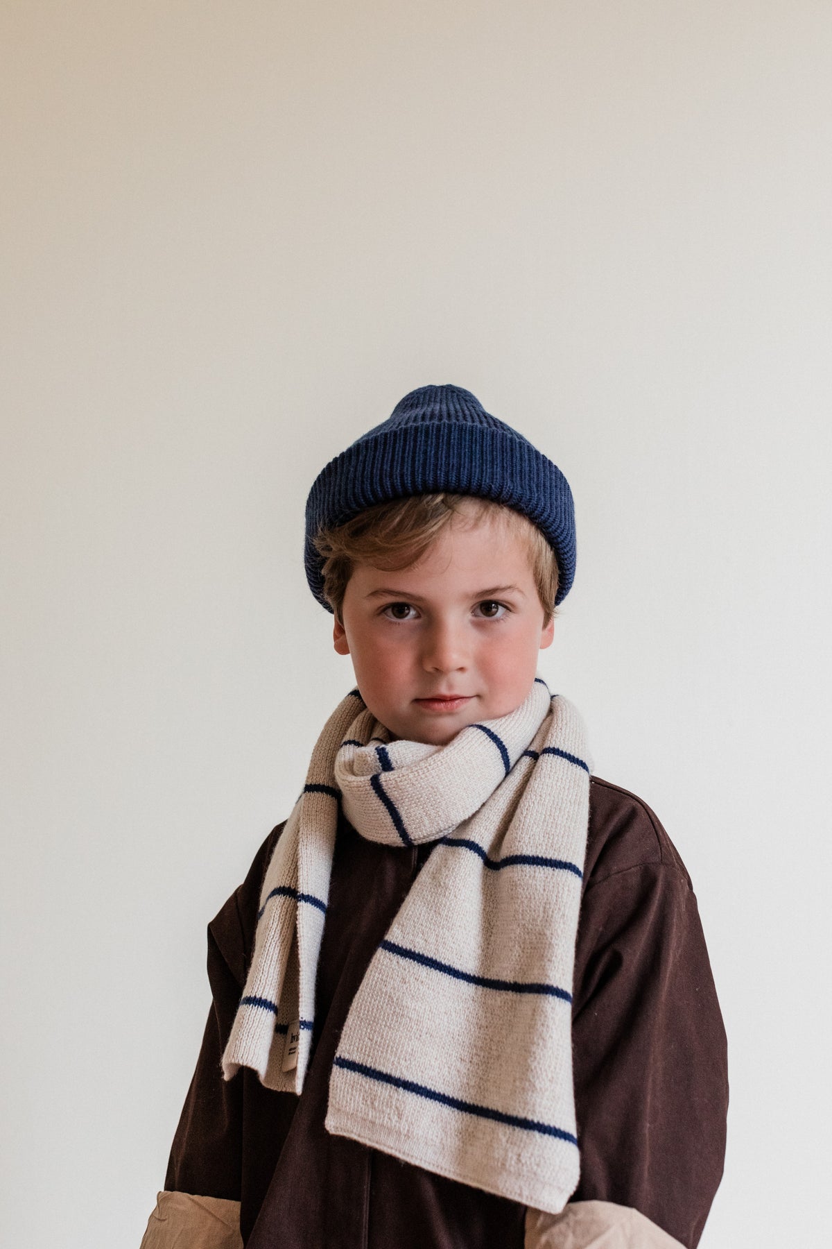Hvid Wollen mutsje Fonzie KIDS Blue