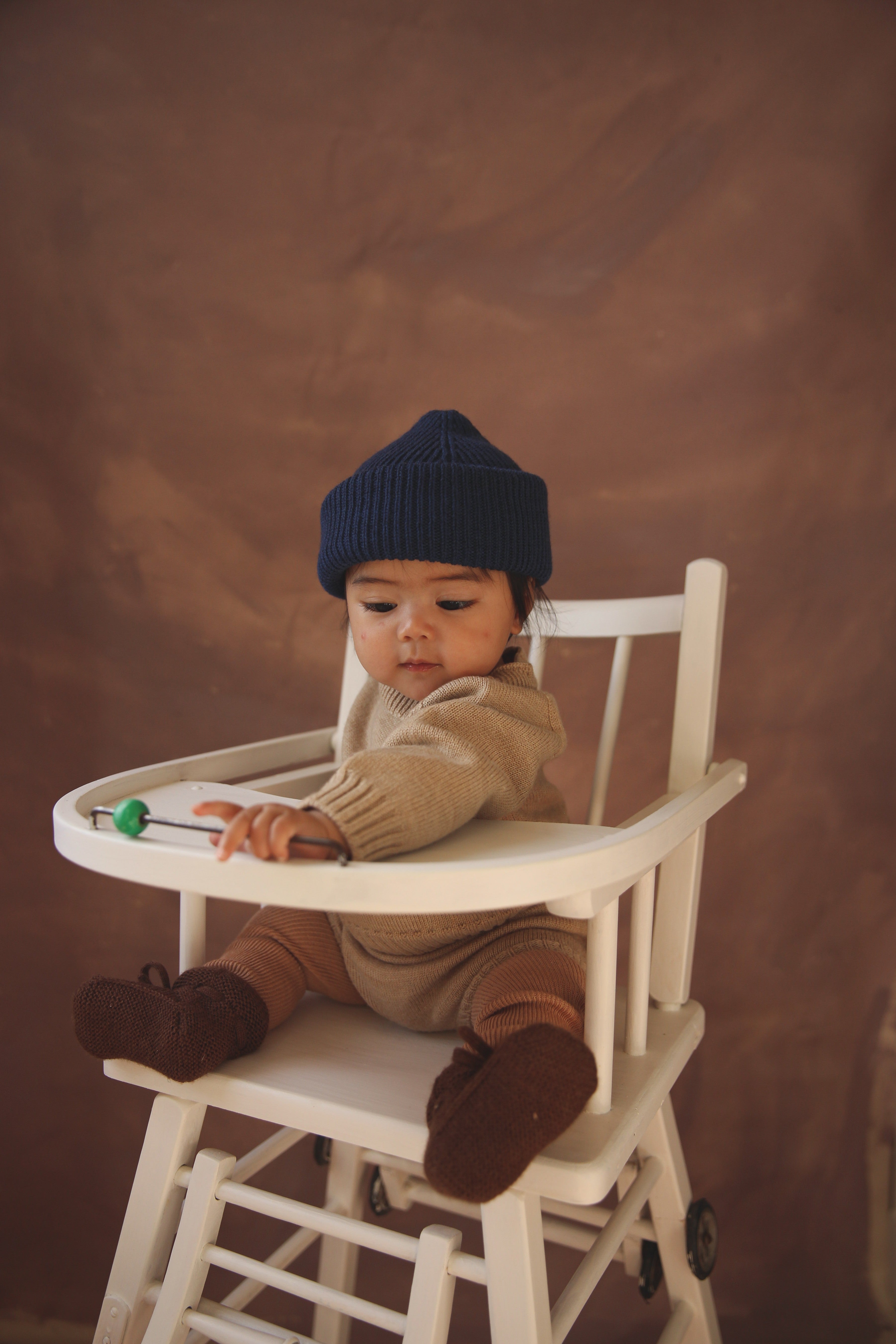 Hvid Wollen mutsje Fonzie KIDS Blue