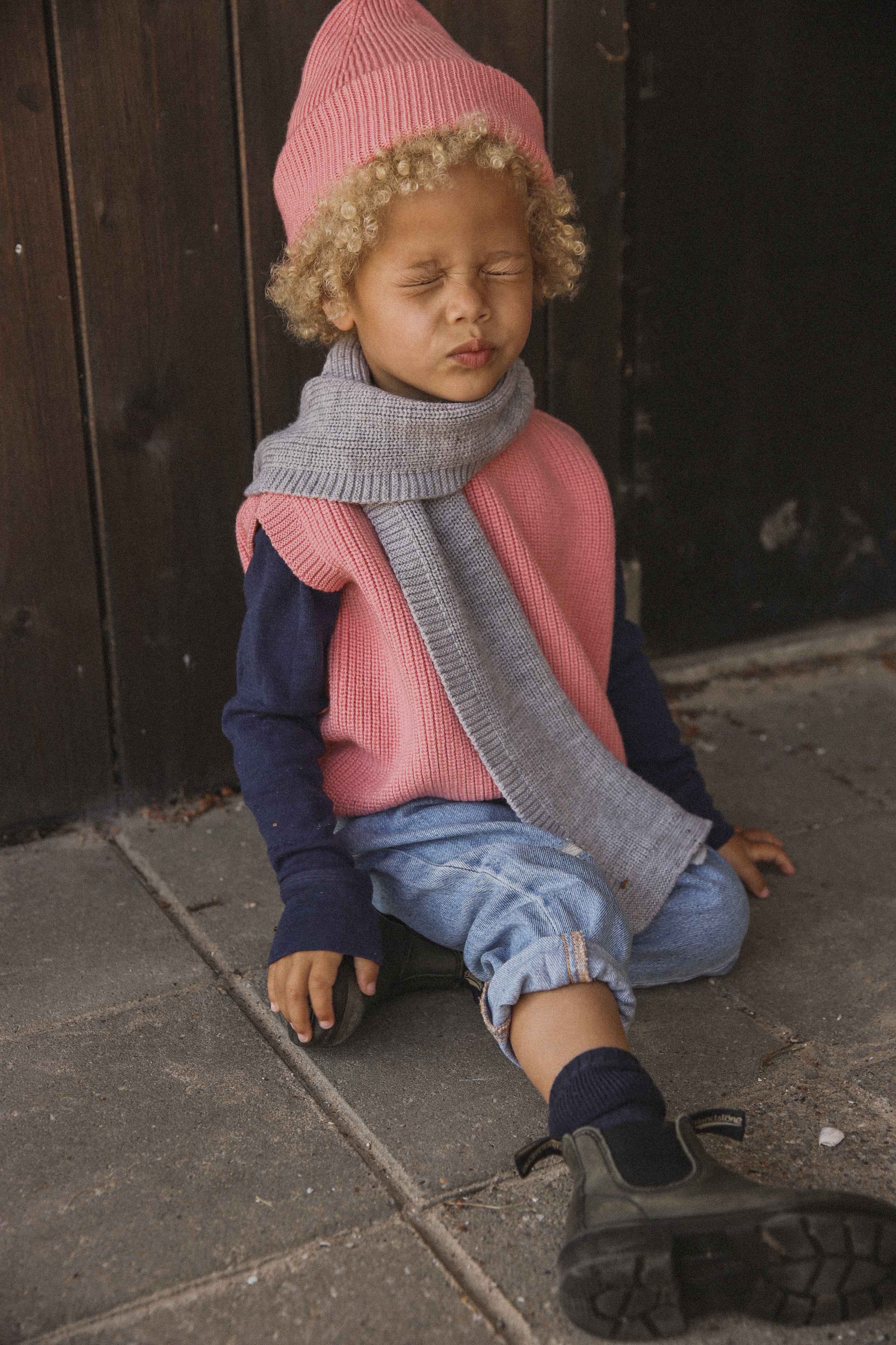 Hvid Wollen mutsje Fonzie KIDS Bubblegum