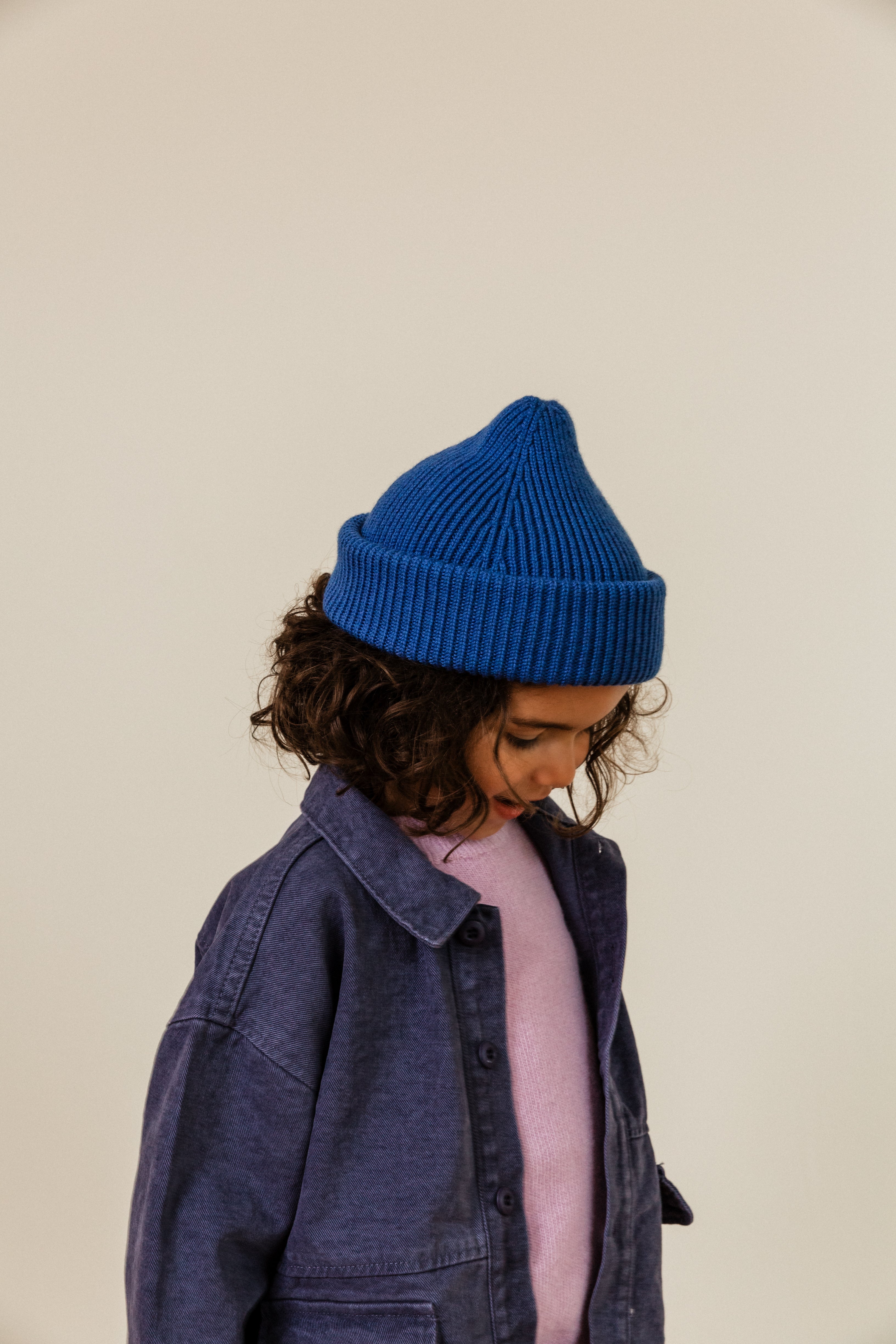 Hvid Wollen mutsje Fonzie KIDS Cobalt Blue