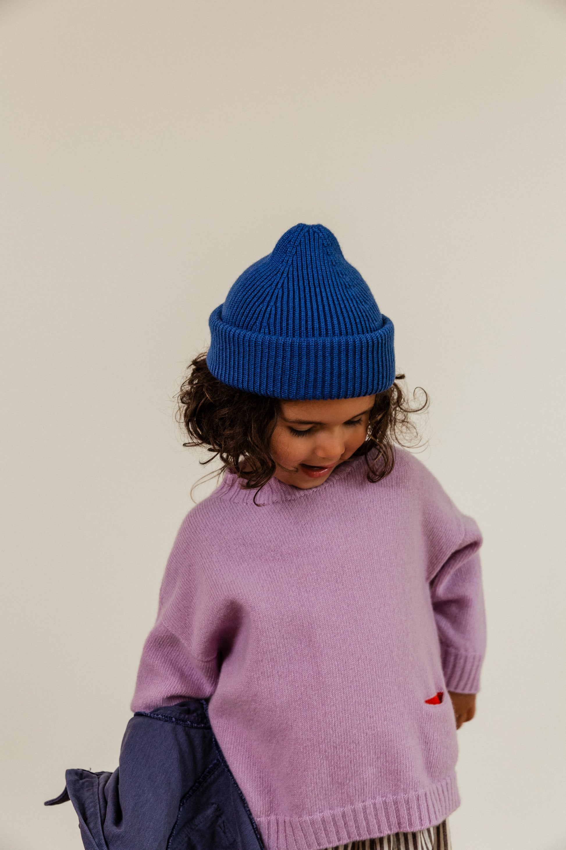 Hvid Wollen mutsje Fonzie KIDS Cobalt Blue