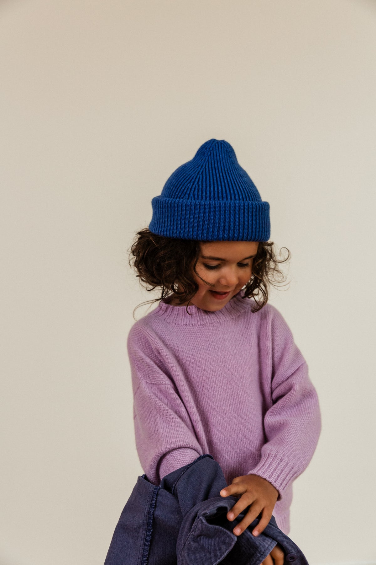 Hvid Wollen mutsje Fonzie KIDS Cobalt Blue