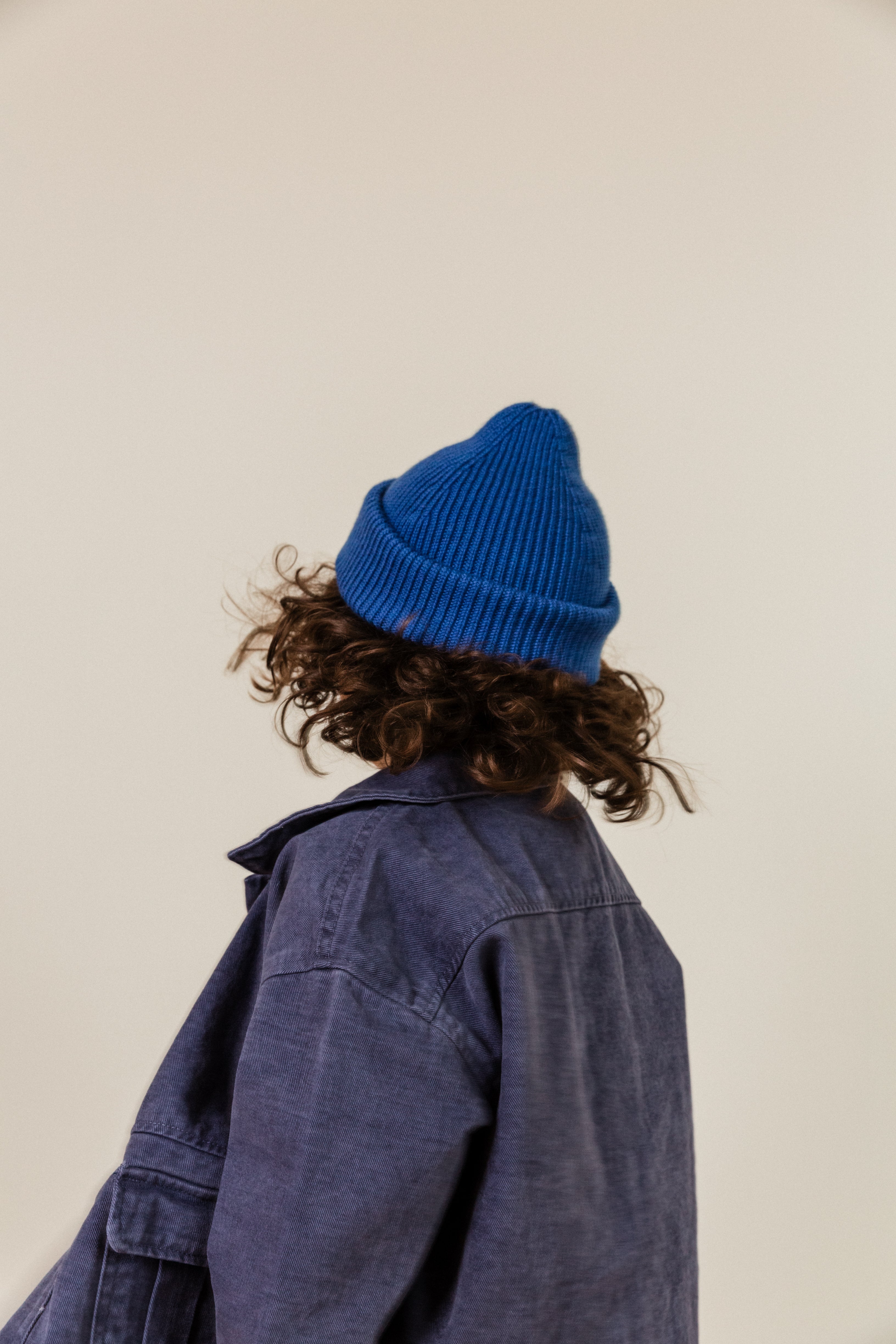 Hvid Wollen mutsje Fonzie KIDS Cobalt Blue
