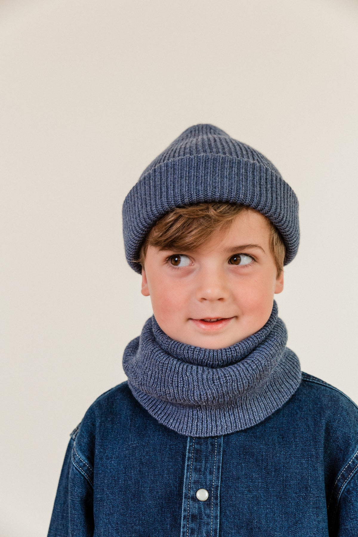 Hvid wollen mutsje Fonzie KIDS denim