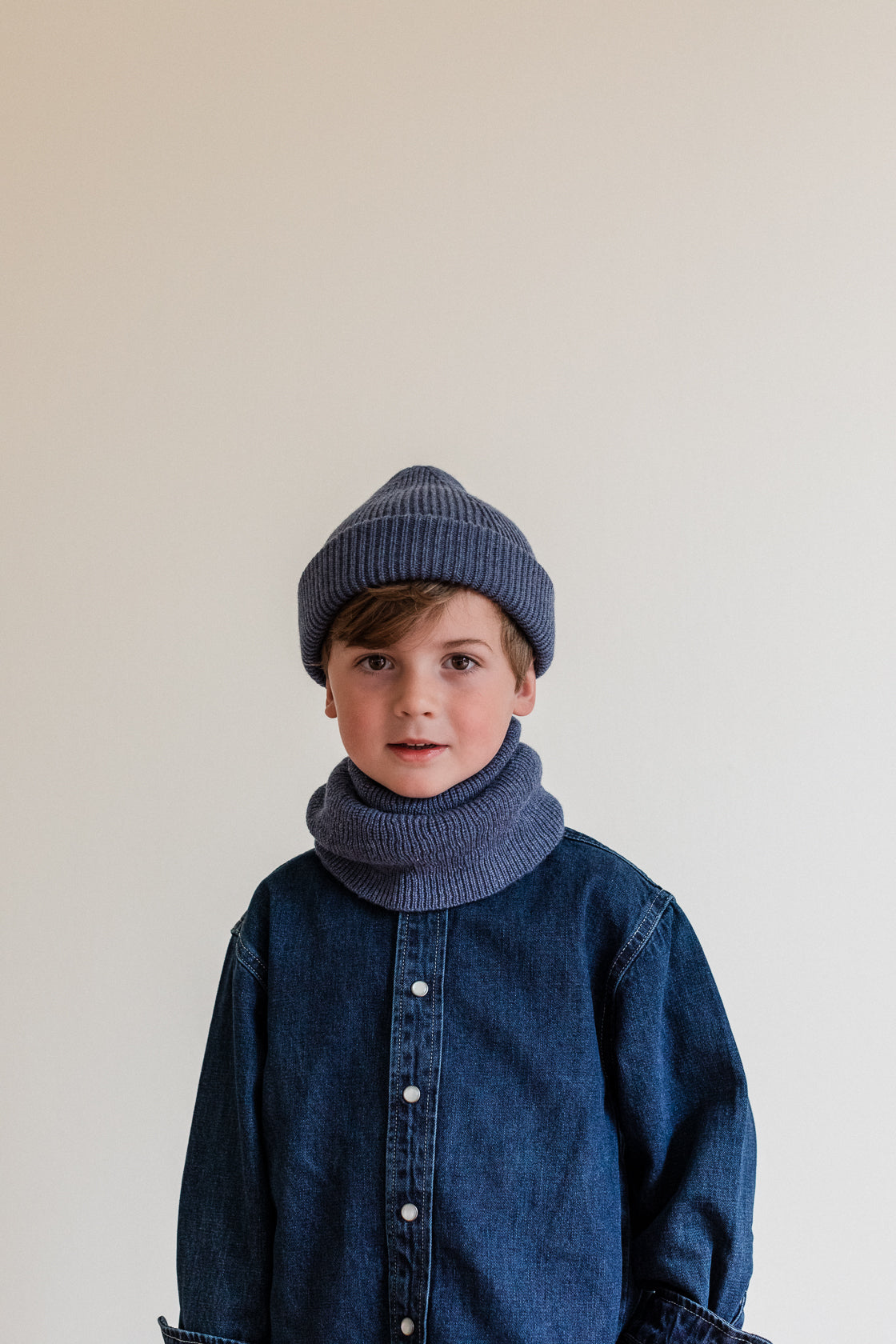 Hvid wollen mutsje Fonzie KIDS denim
