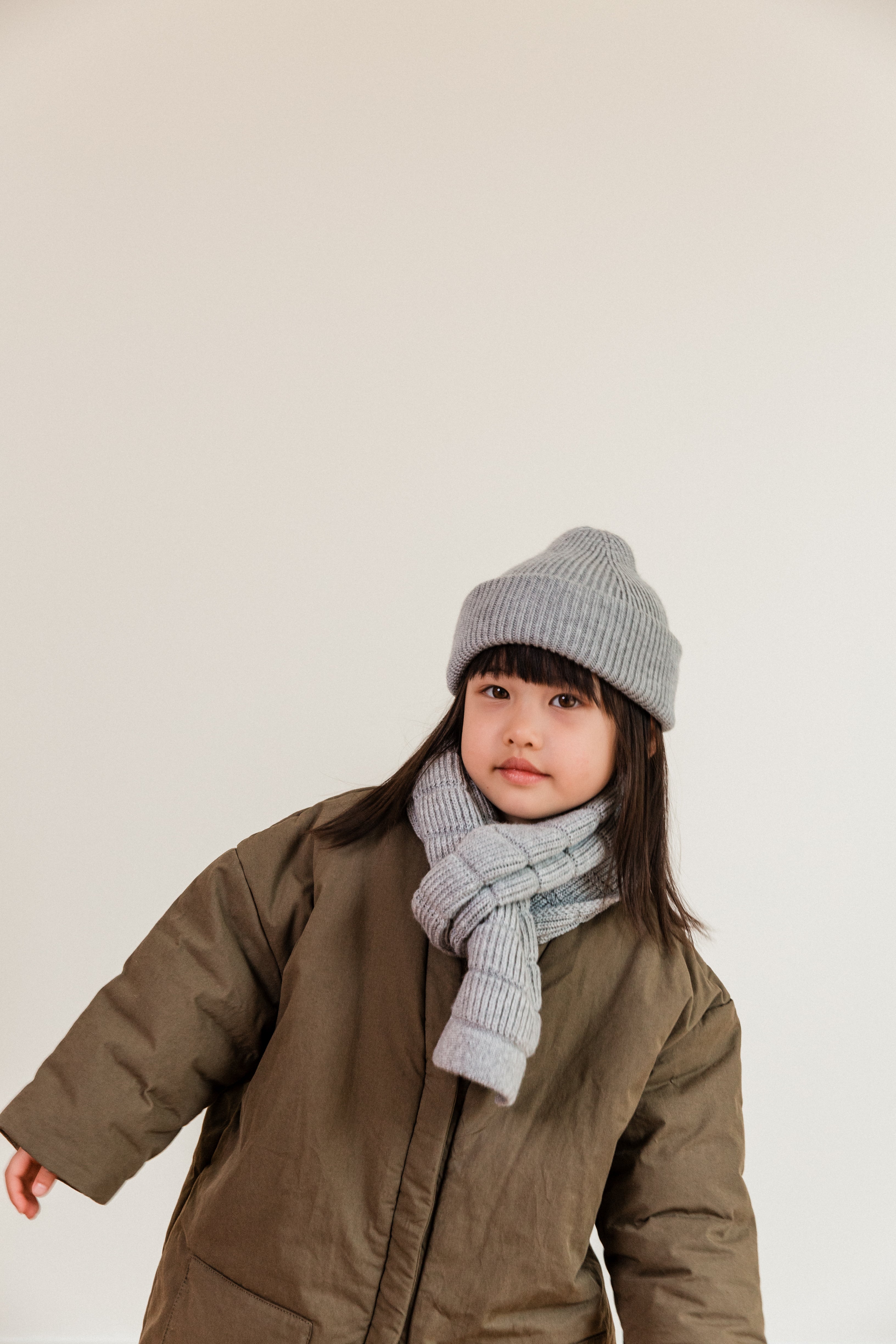 Hvid Wollen mutsje Fonzie KIDS Grey Melange