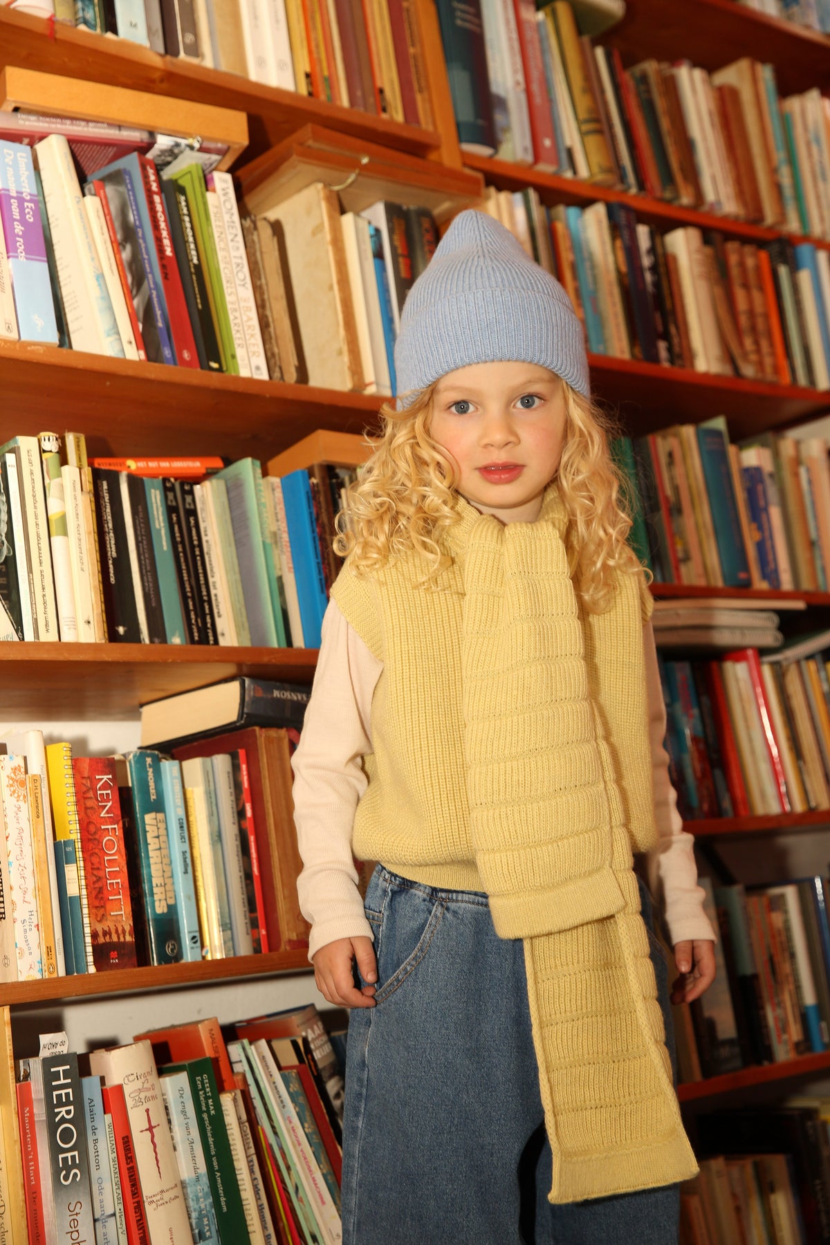 Hvid Wollen mutsje Fonzie KIDS Light Blue