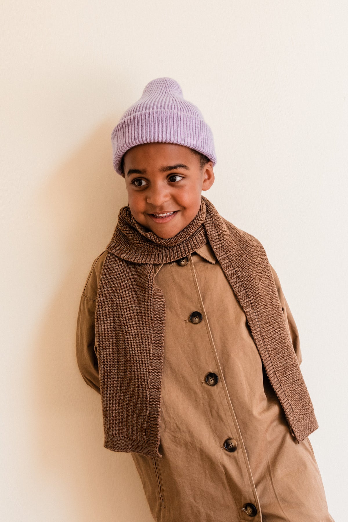 Hvid Wollen mutsje Fonzie KIDS Lilac