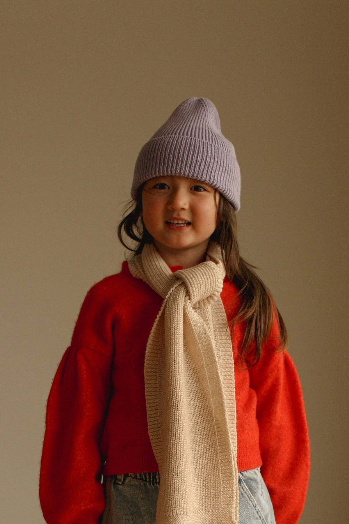 Hvid Wollen mutsje Fonzie KIDS Lilac