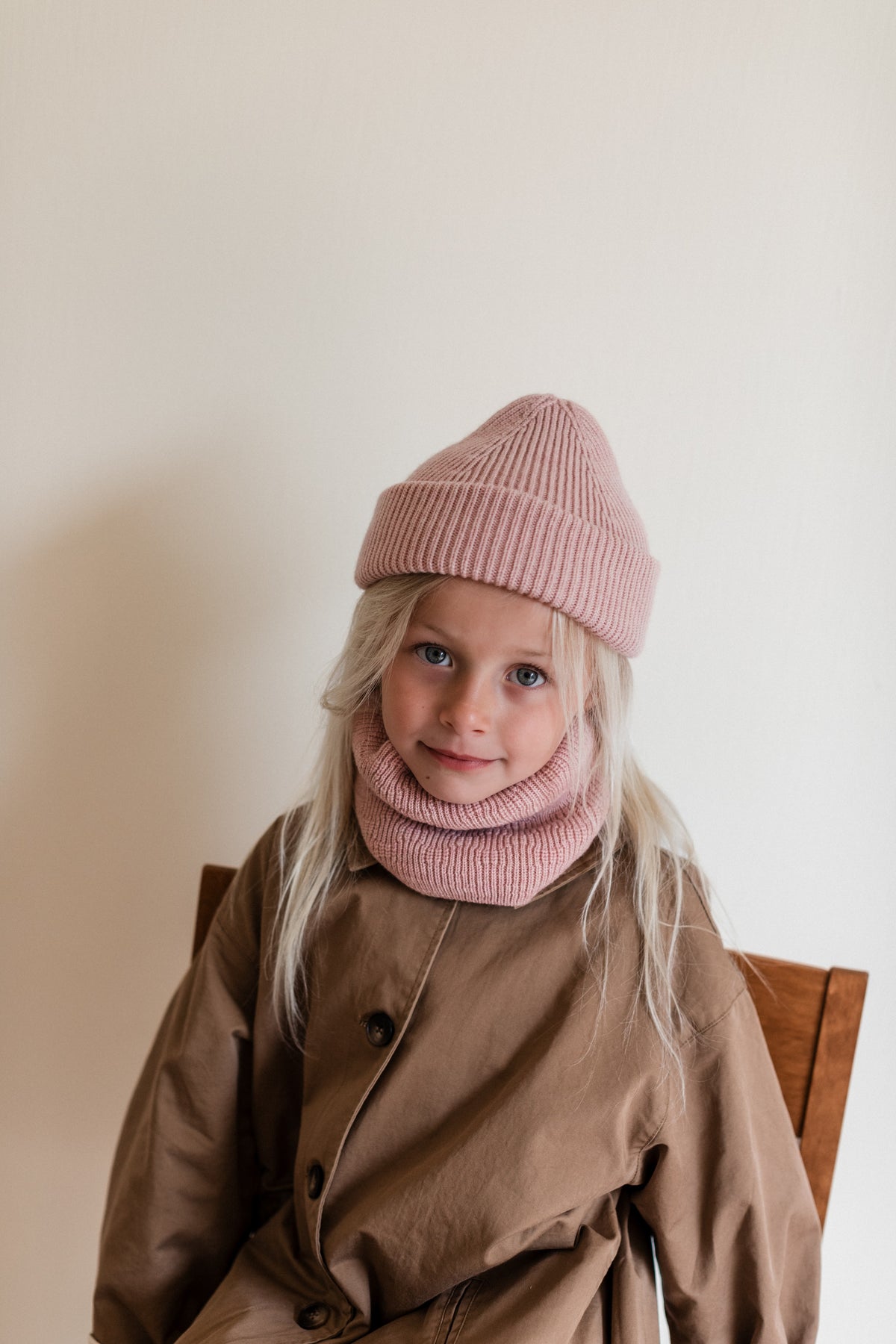 Hvid Wollen mutsje Fonzie KIDS Powder