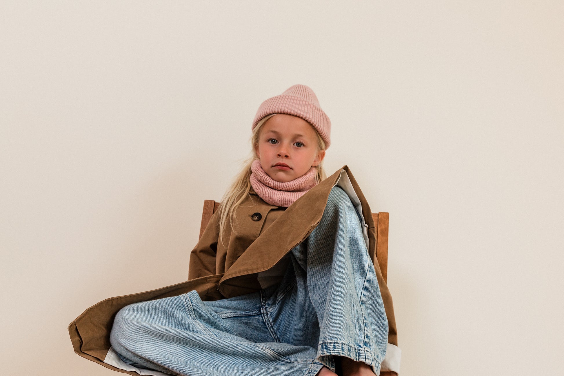 Hvid Wollen mutsje Fonzie KIDS Powder
