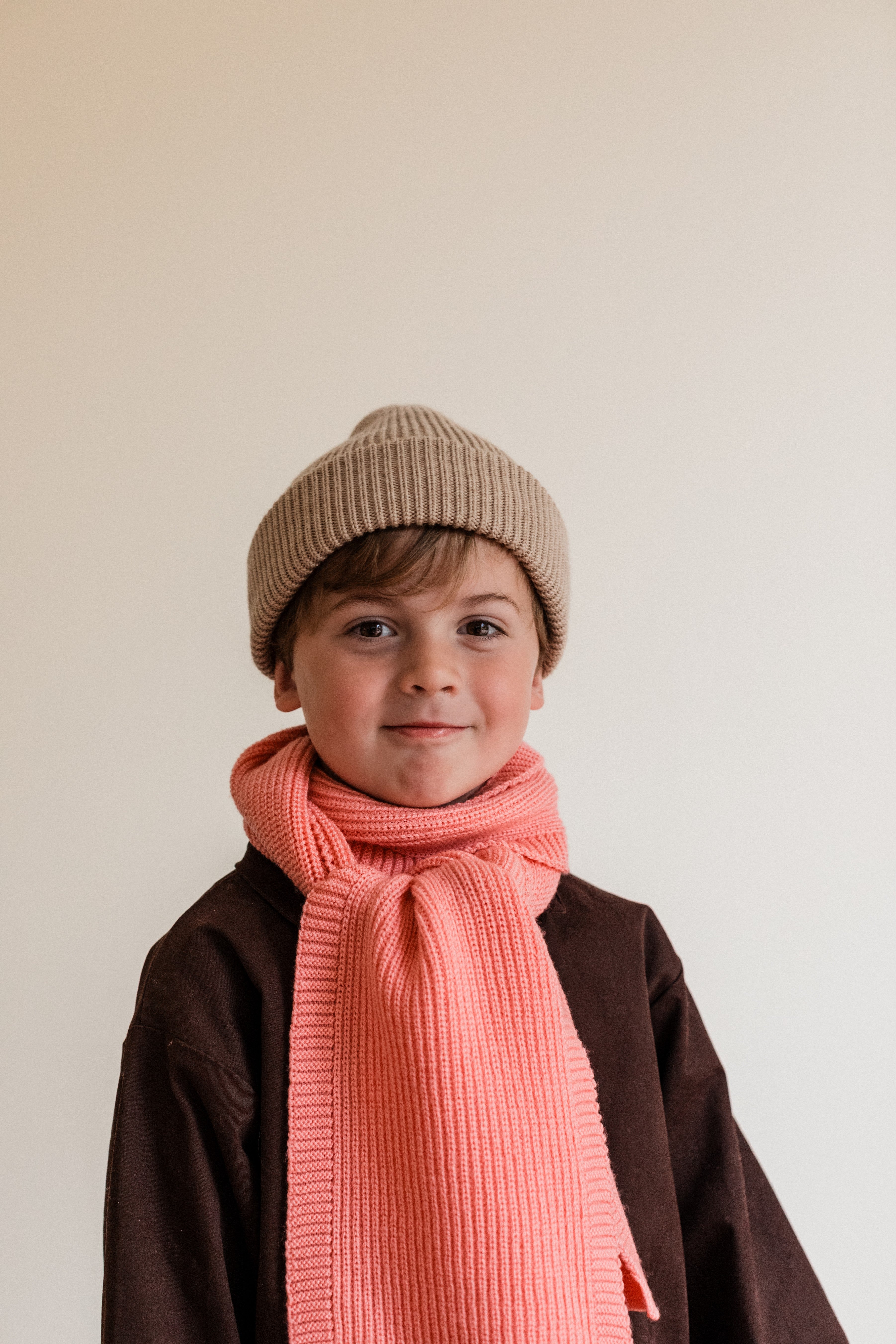 Hvid Wollen mutsje Fonzie KIDS Sand