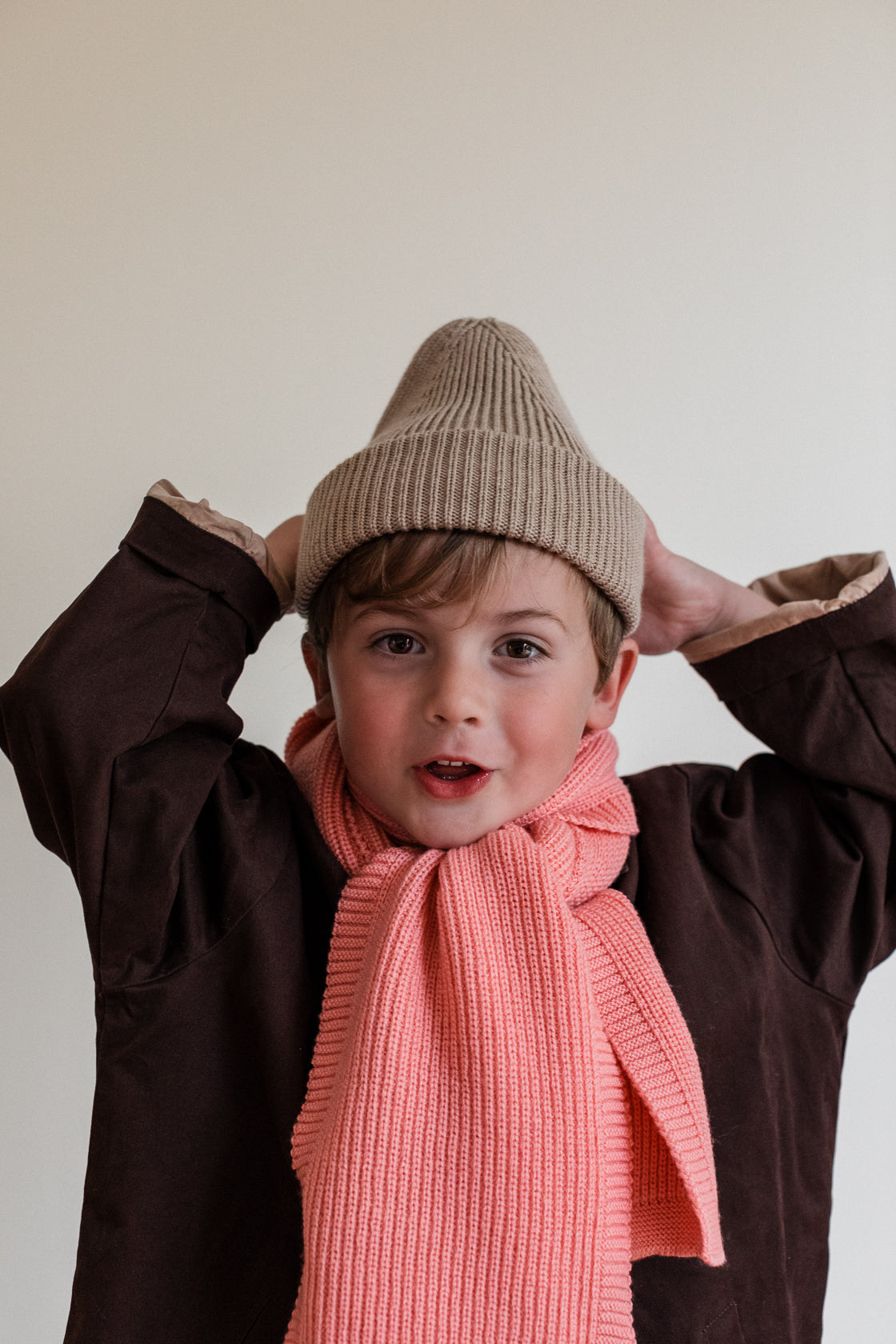 Hvid Wollen mutsje Fonzie KIDS Sand