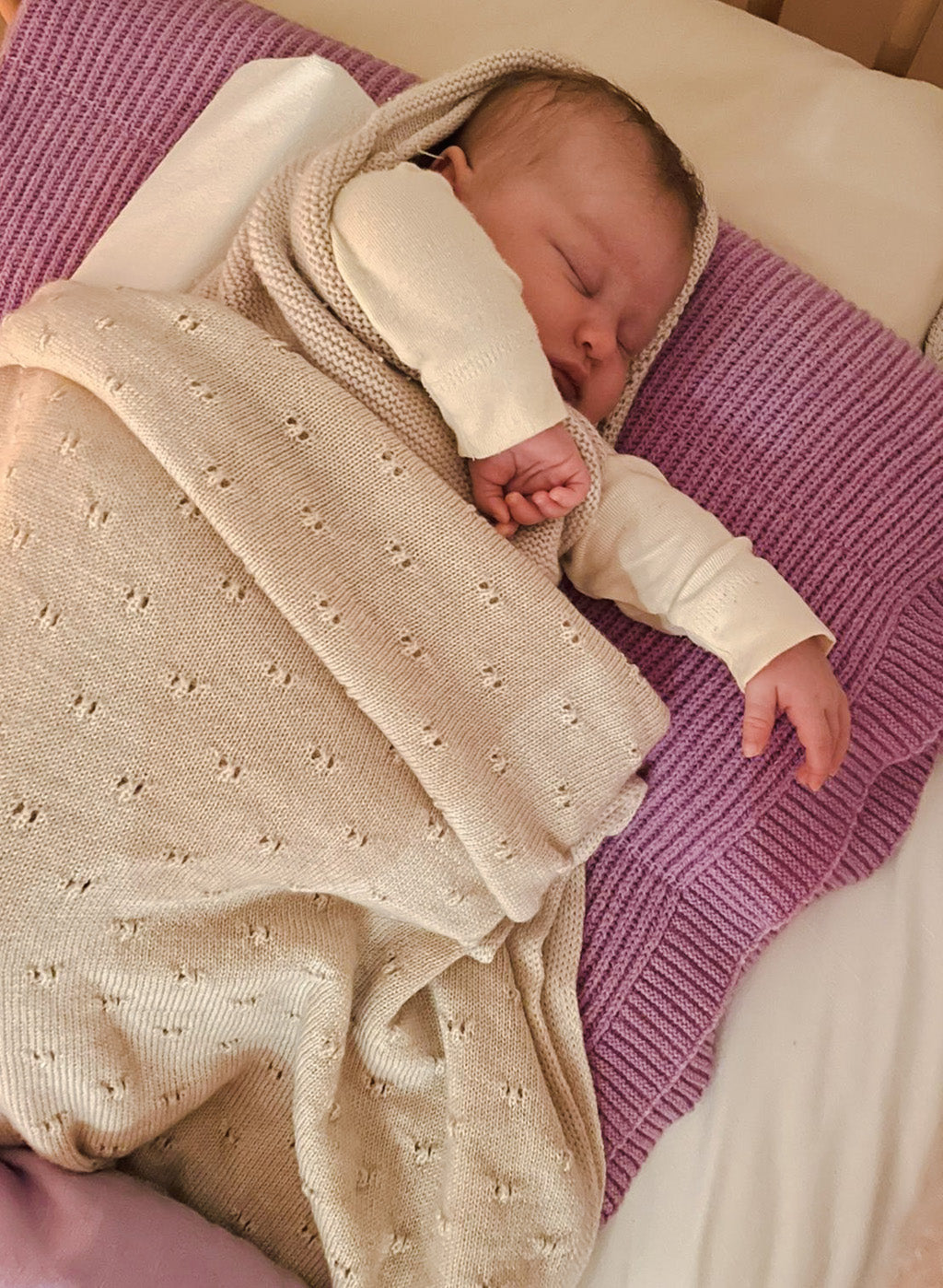Hvid Wollen babydeken Bibi Cream