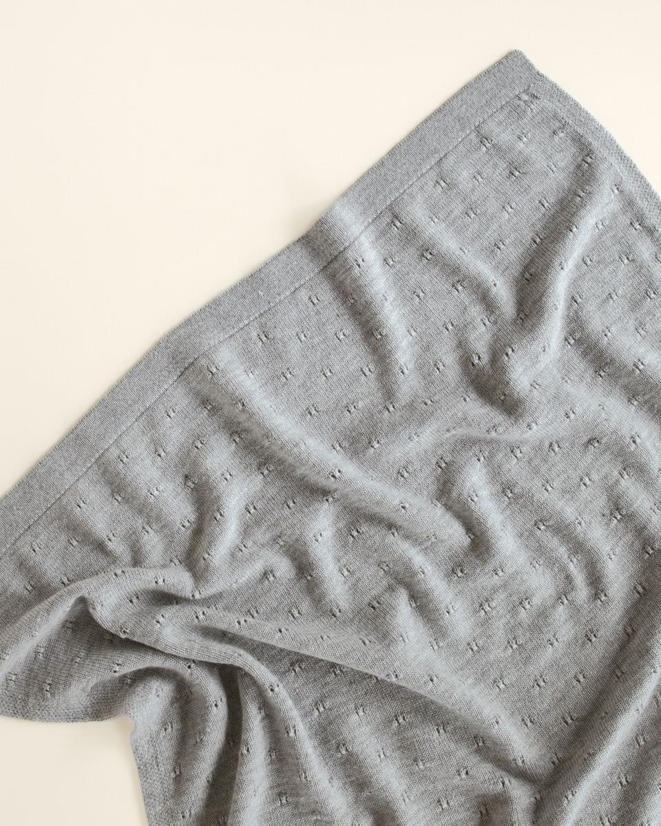 Hvid Wollen babydeken Bibi Grey Melange