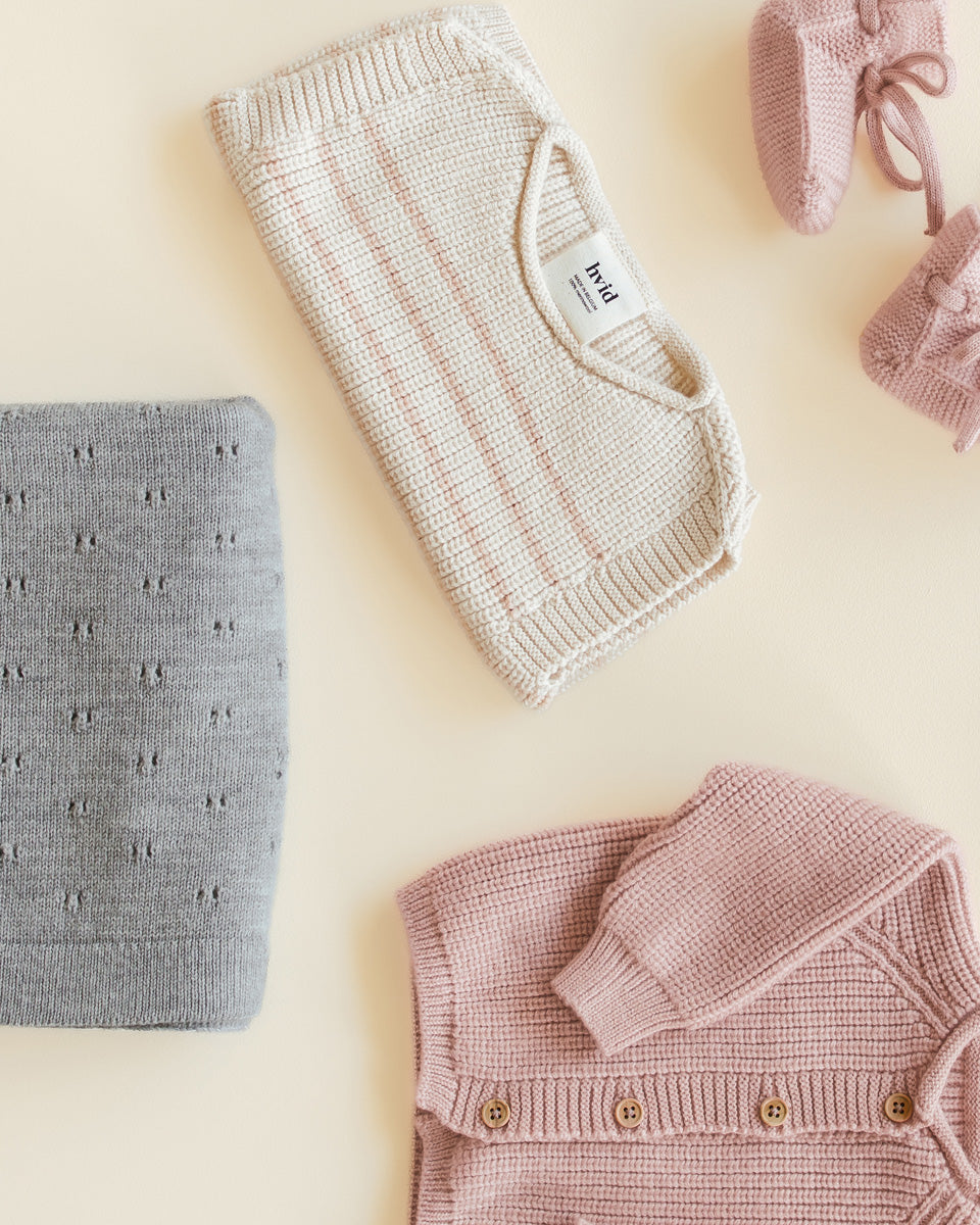 Hvid Wollen babydeken Bibi Grey Melange