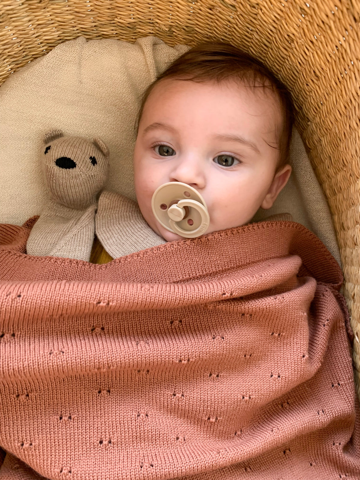 Hvid Wollen babydeken Bibi Brick