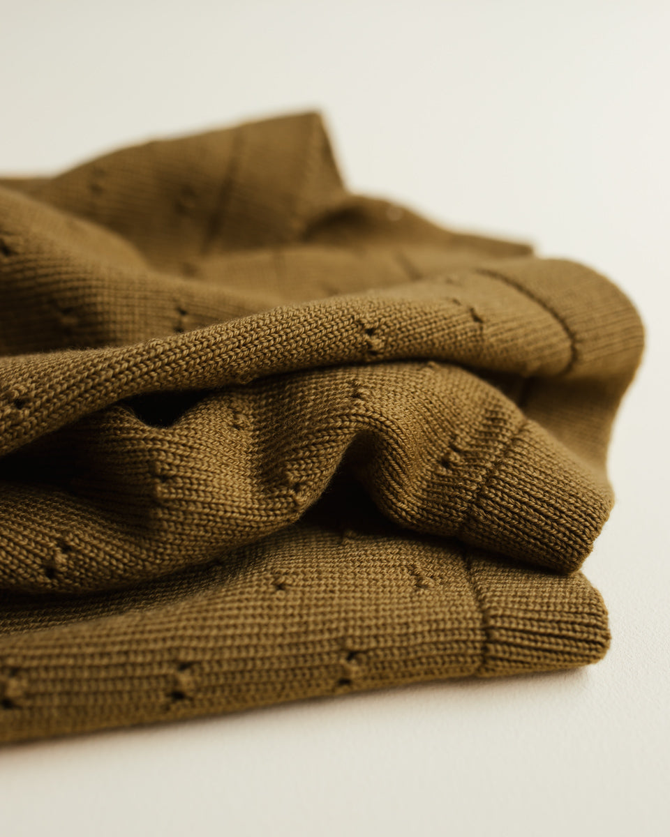 Hvid Wollen babydeken Bibi Mustard