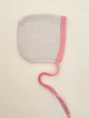 Hvid Wollen bonnet Dolly Cream/Bubblegum