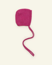 Hvid wollen bonnet Dolly fuchsia