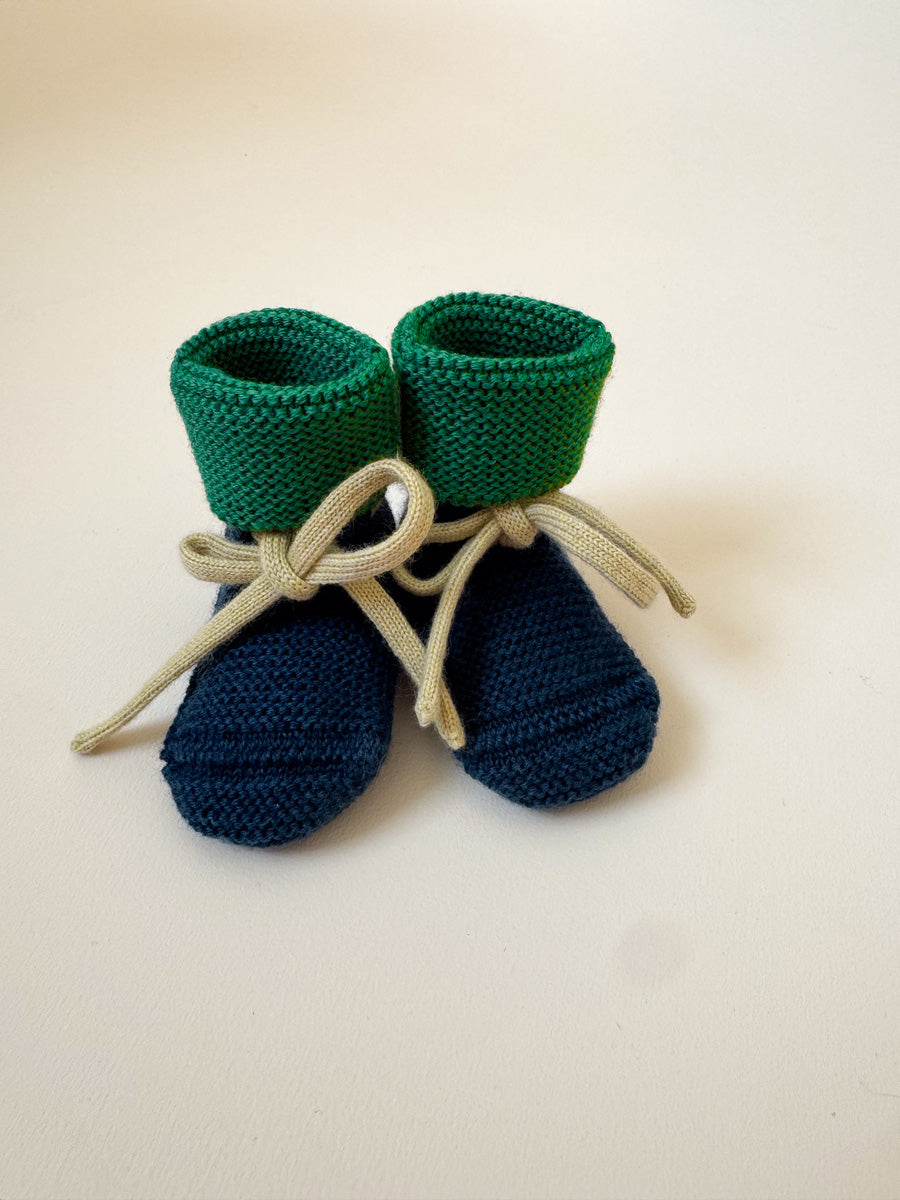 Hvid wollen slofjes Blue/Grass