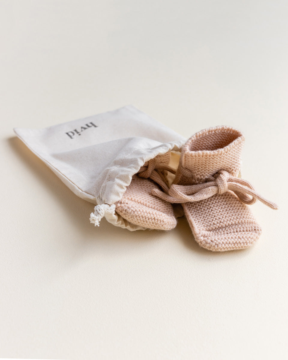 Hvid - Slofjes - 100% merinowol - Apricot