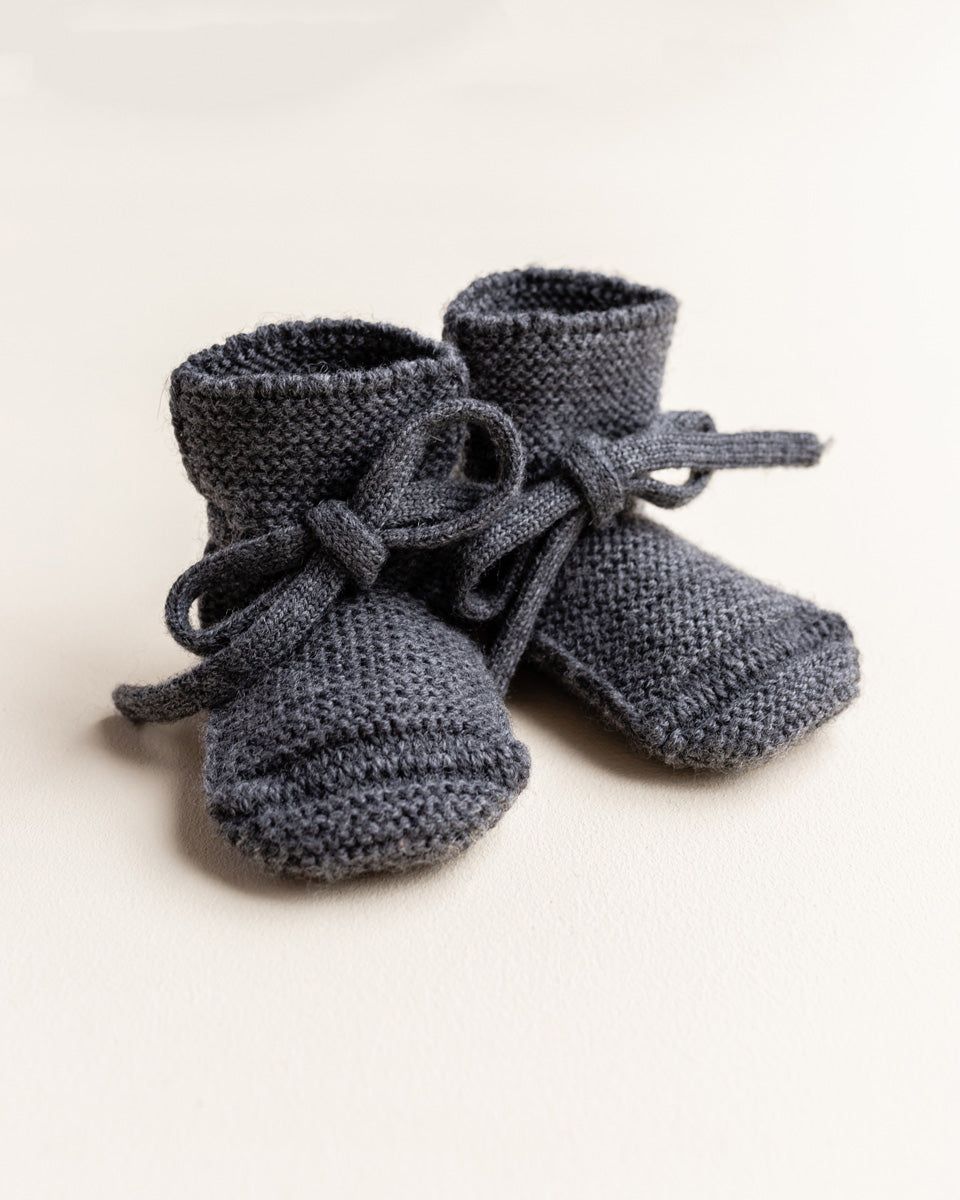 Hvid - slofjes - 100% merinowol - Charcoal