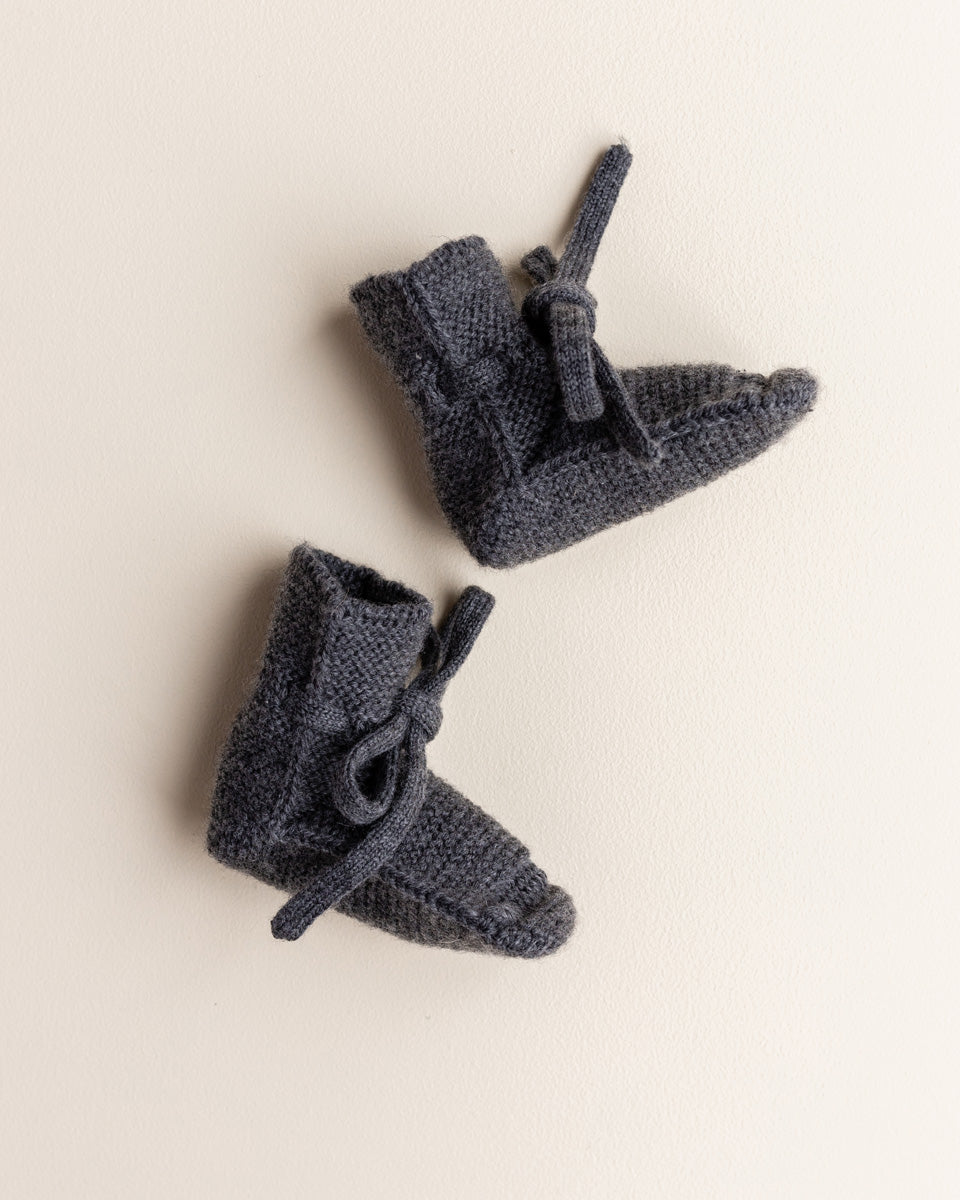 Hvid - slofjes - 100% merinowol - Charcoal