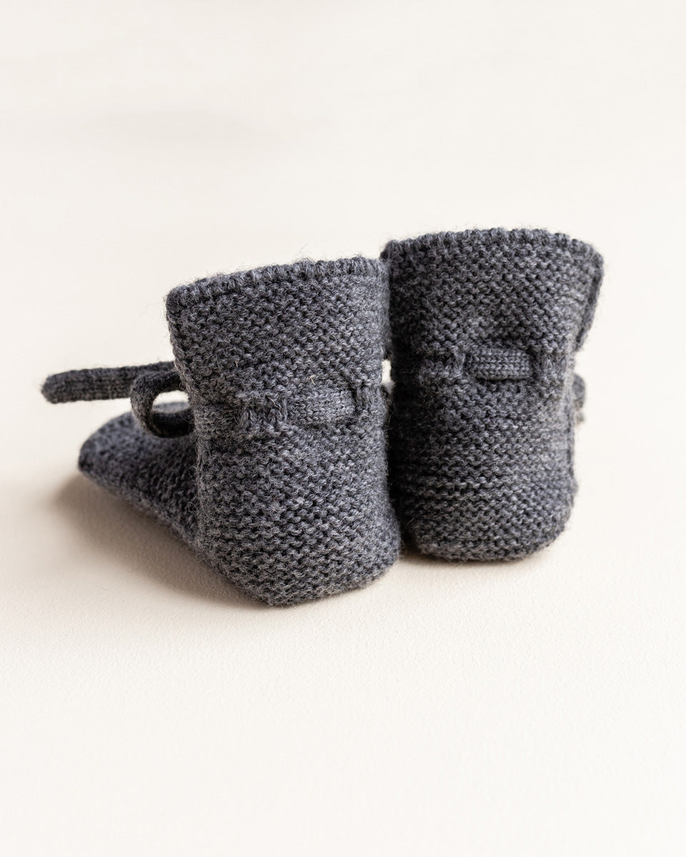 Hvid - slofjes - 100% merinowol - Charcoal